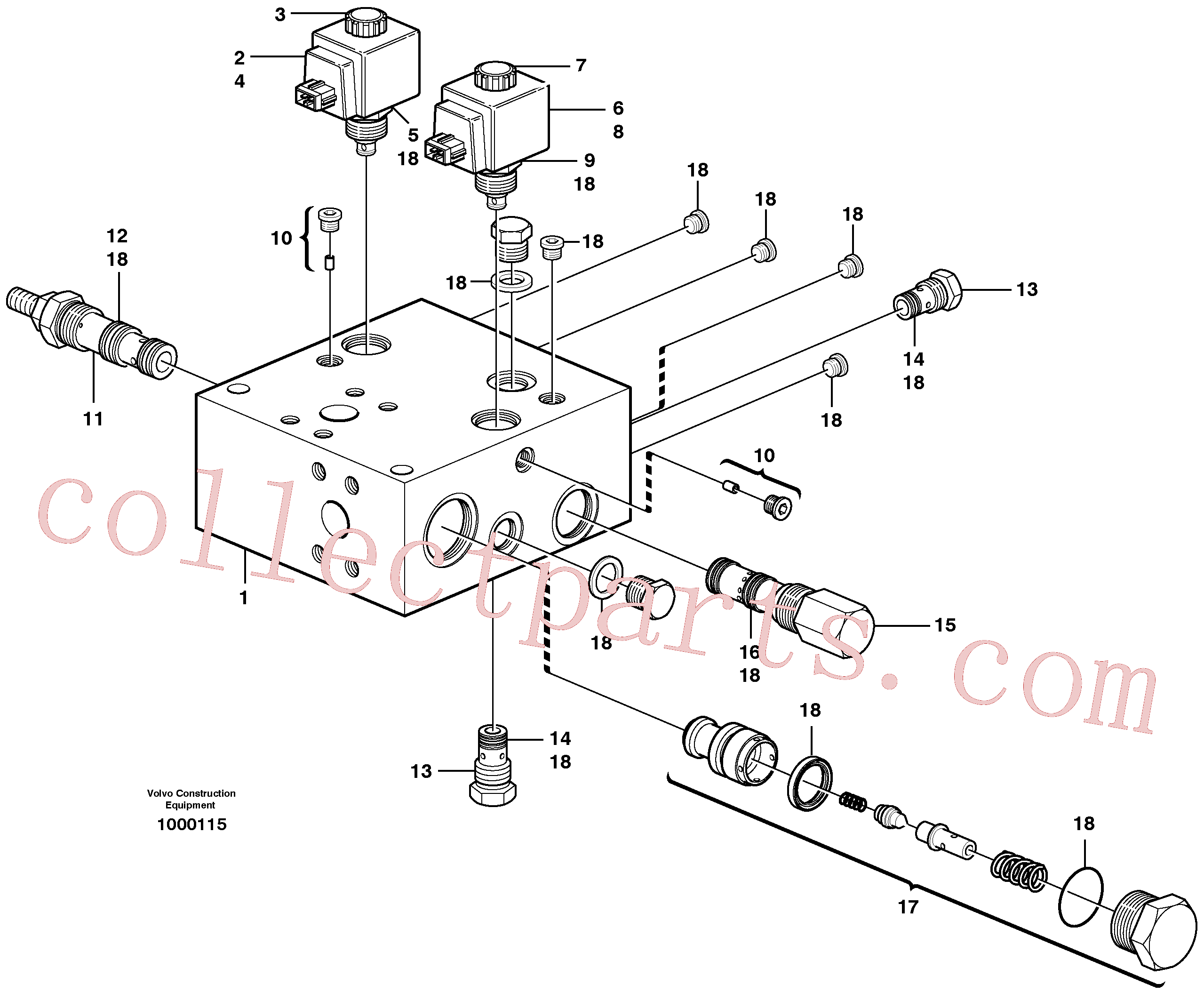 VOE11714081 for Volvo Relief valve, Relief valve., Valve, circuit body and return valve(1000115 assembly)