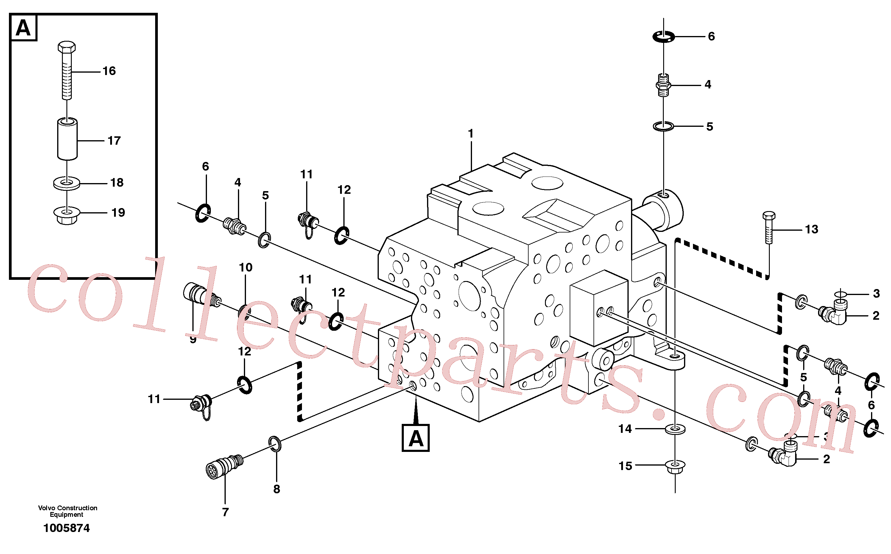 VOE14211855 for Volvo Control valve with fitting parts(1005874 assembly)