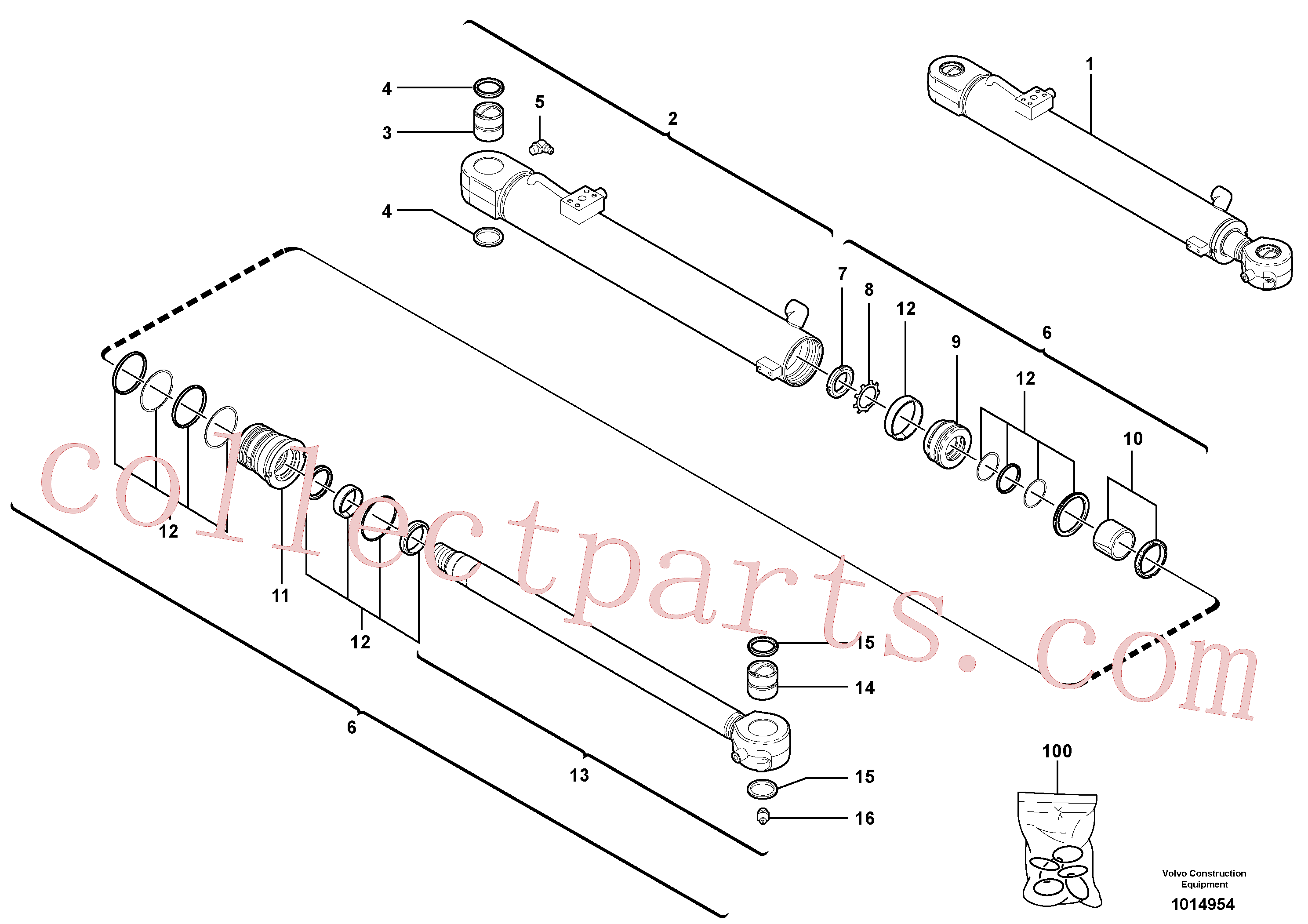 VOE11988988 for Volvo Boom cylinder(1014954 assembly)