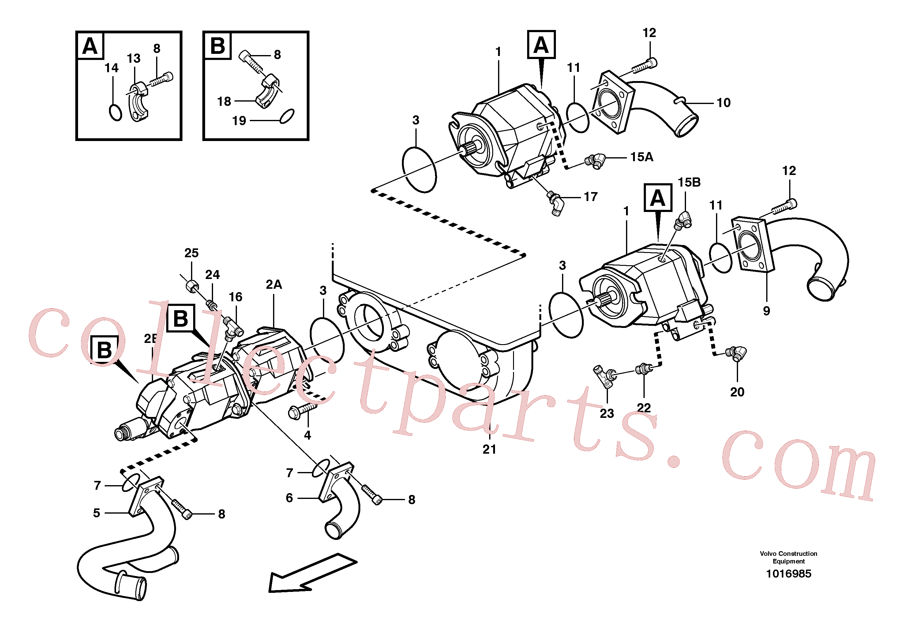 VOE11015454 for Volvo Hydraulic pump with fitting parts(1016985 assembly)