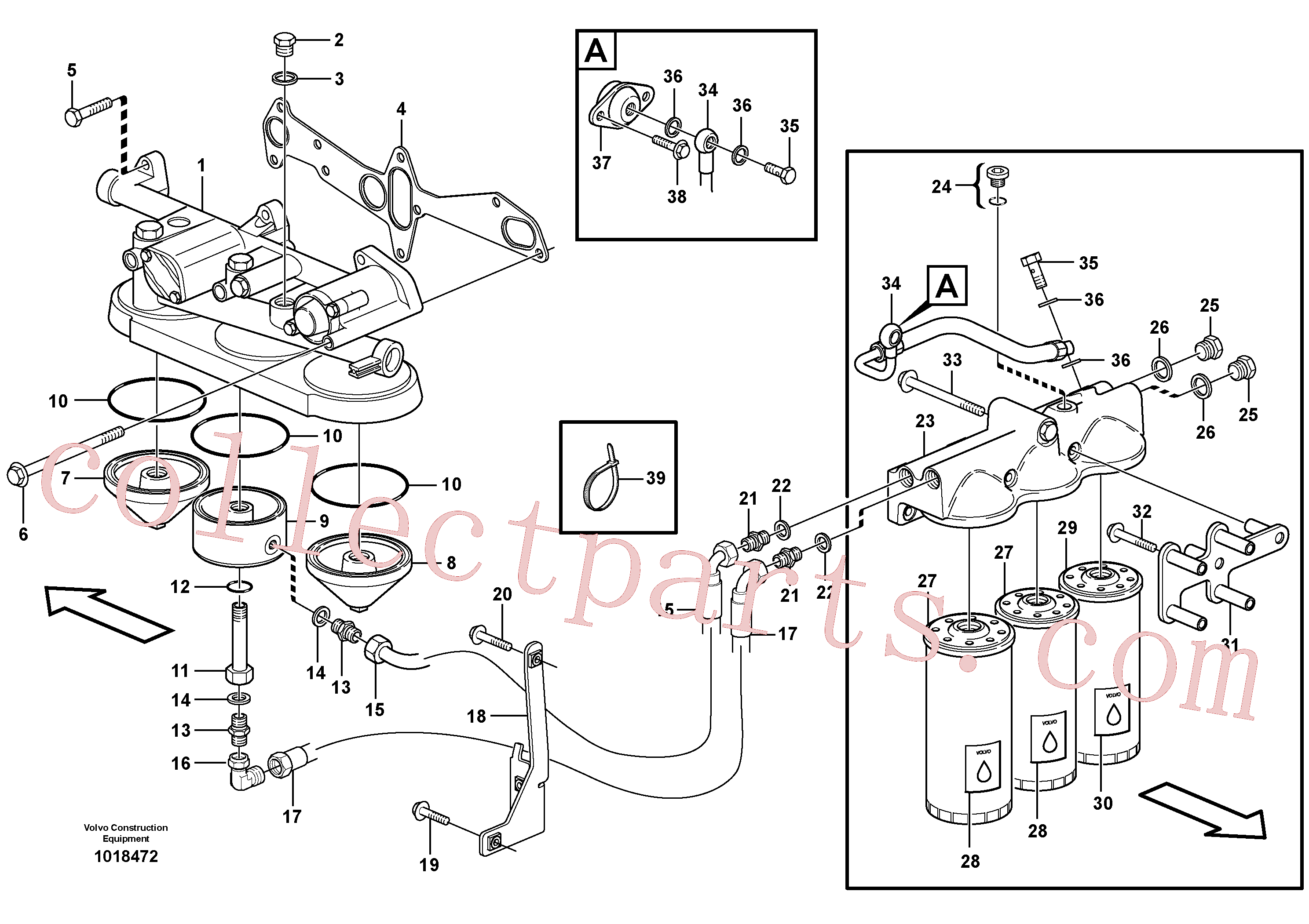 VOE969225 for Volvo Oil filter with fitting parts(1018472 assembly)