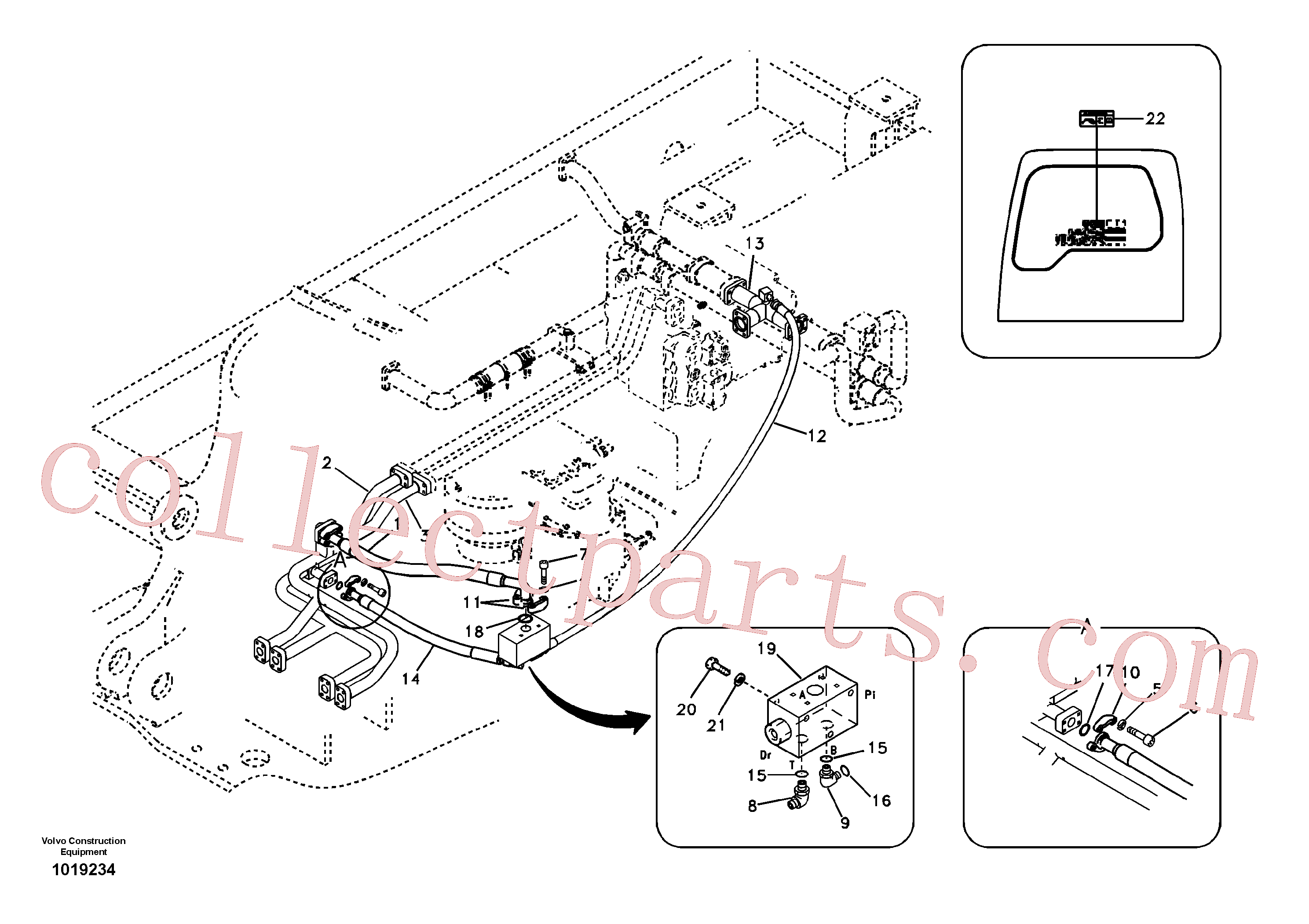 SA9404-06618 for Volvo Hydraulic system, control valve to boom and swing(1019234 assembly)