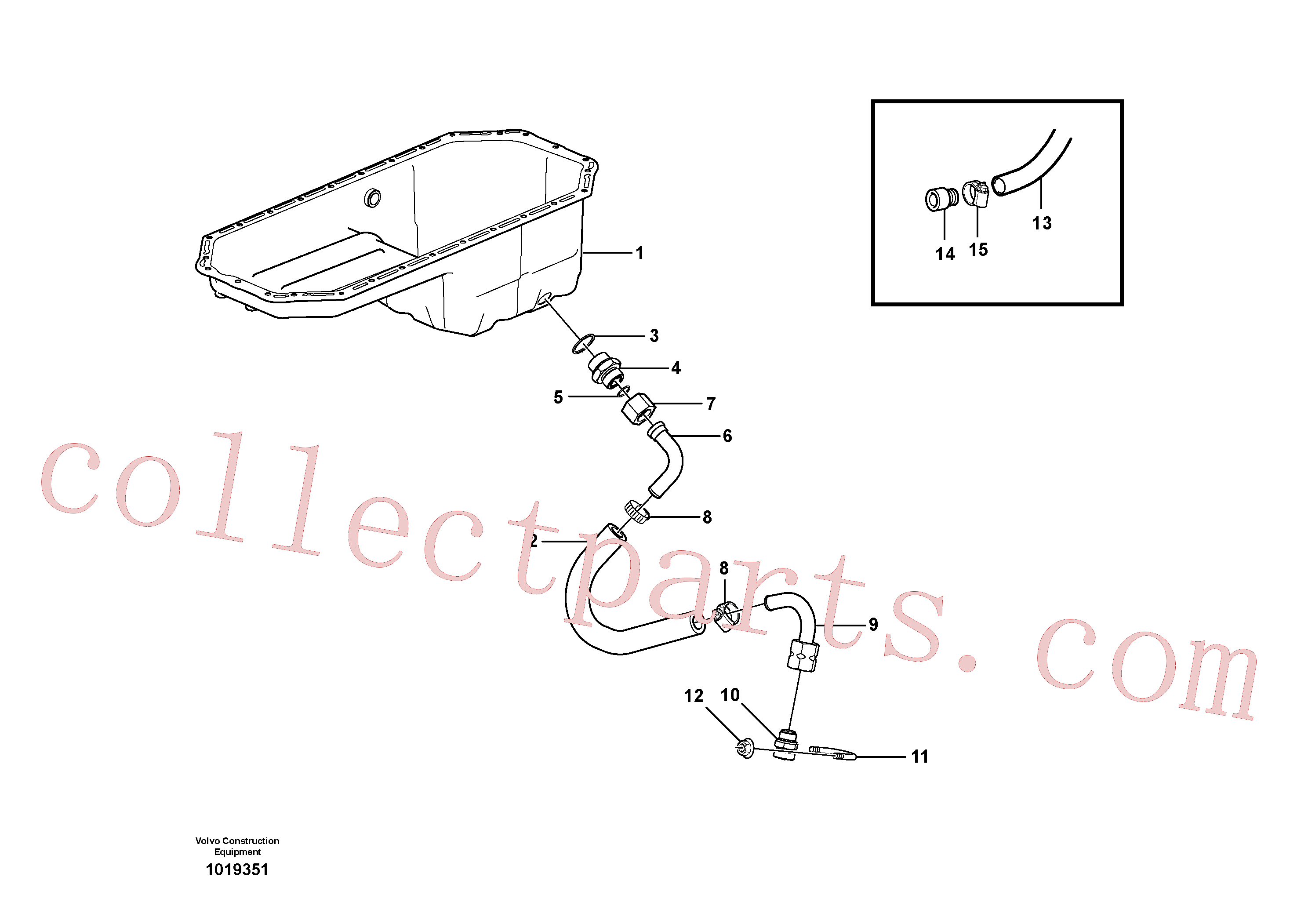 VOE192358 for Volvo Drain line, oil sump, Draining of oil sump(1019351 assembly)