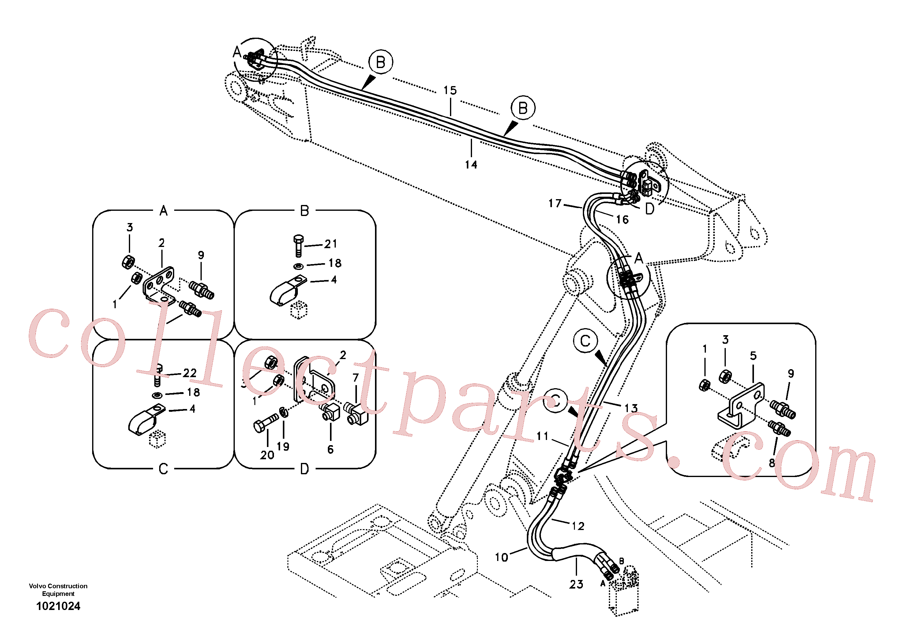 SA9451-03623 for Volvo Working hydraulic, quick fit on adjustable boom(1021024 assembly)