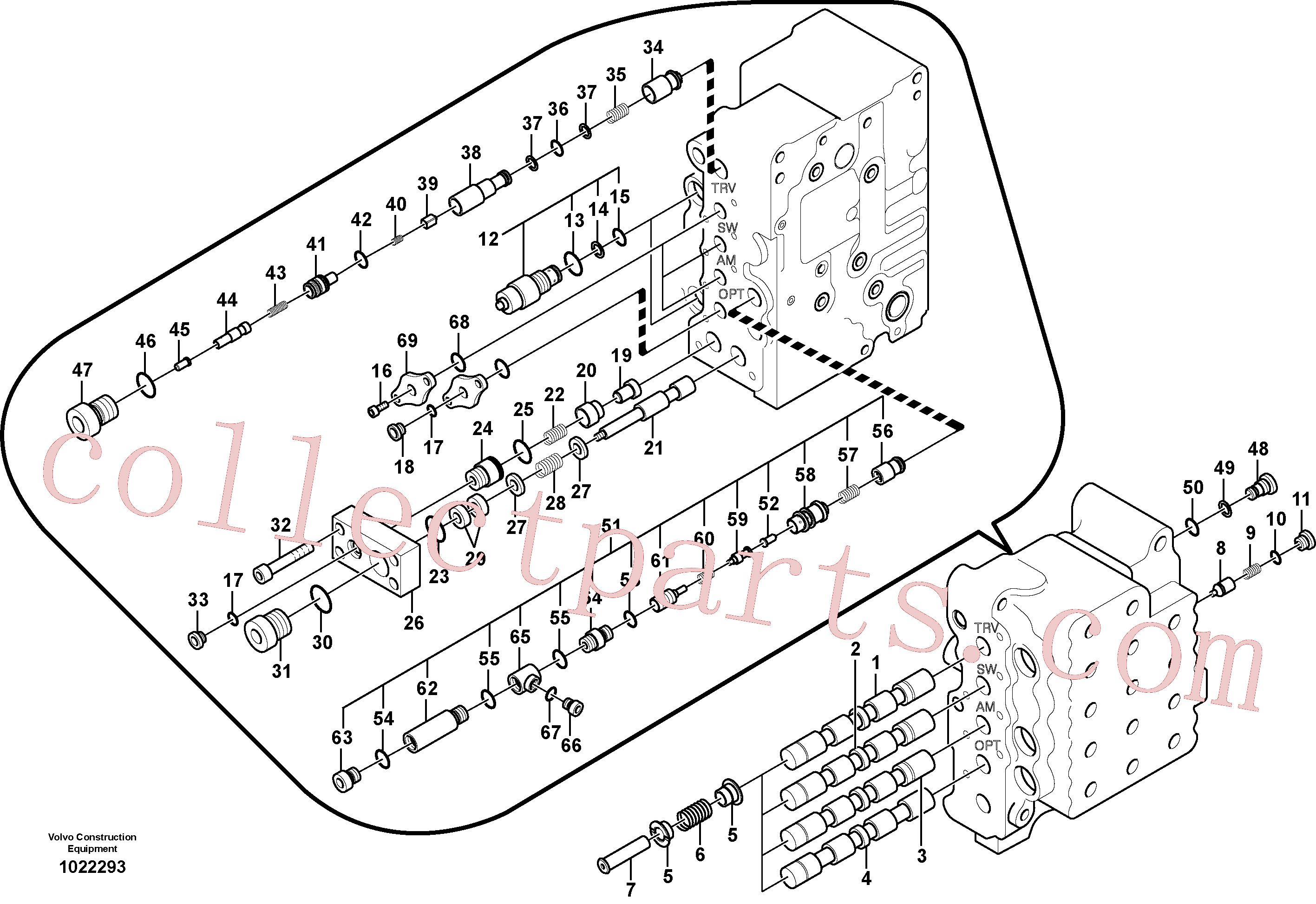 VOE990545 for Volvo Main control valve, swing and option and dipper arm and travel Lh(1022293 assembly)