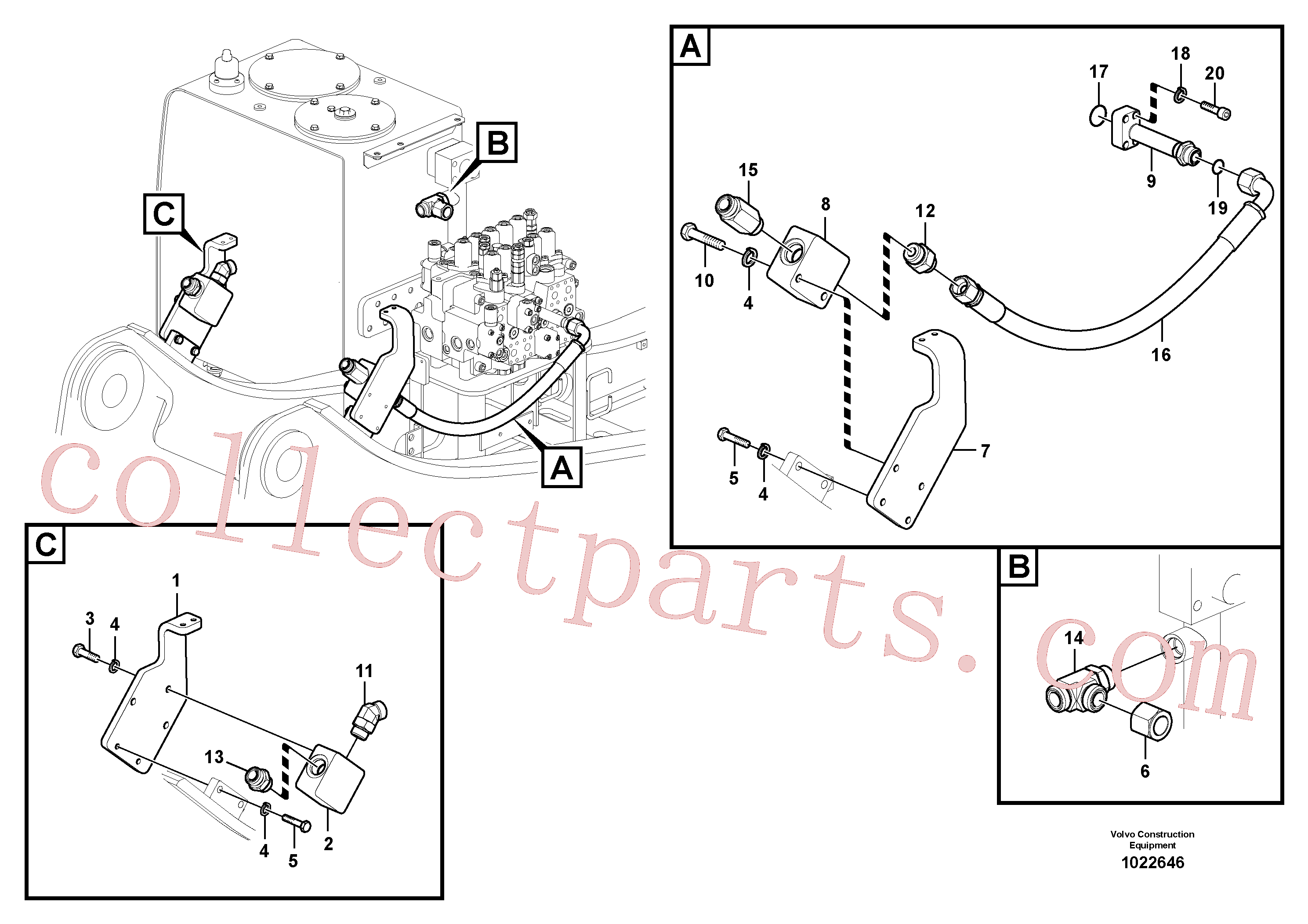 VOE14534512 for Volvo Working hydraulic, hammer and shear for upper(1022646 assembly)