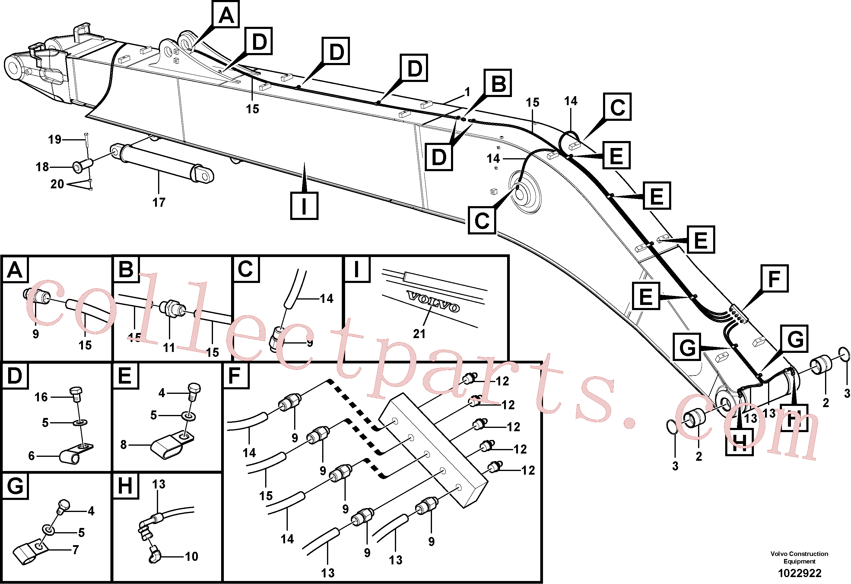 VOE14616870 for Volvo Boom and grease piping, long reach(1022922 assembly)