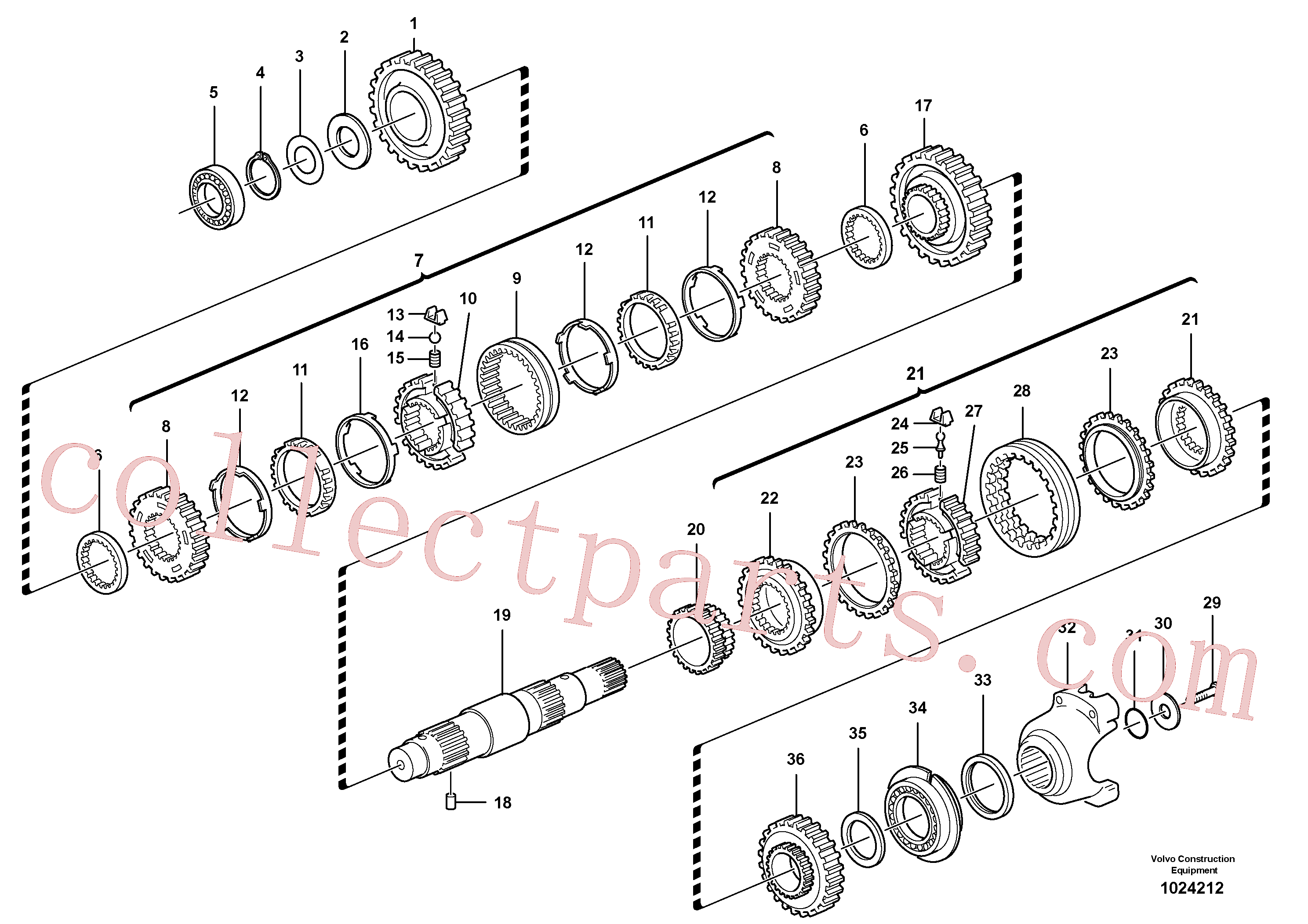 VOE11709122 for Volvo Secondary shaft(1024212 assembly)