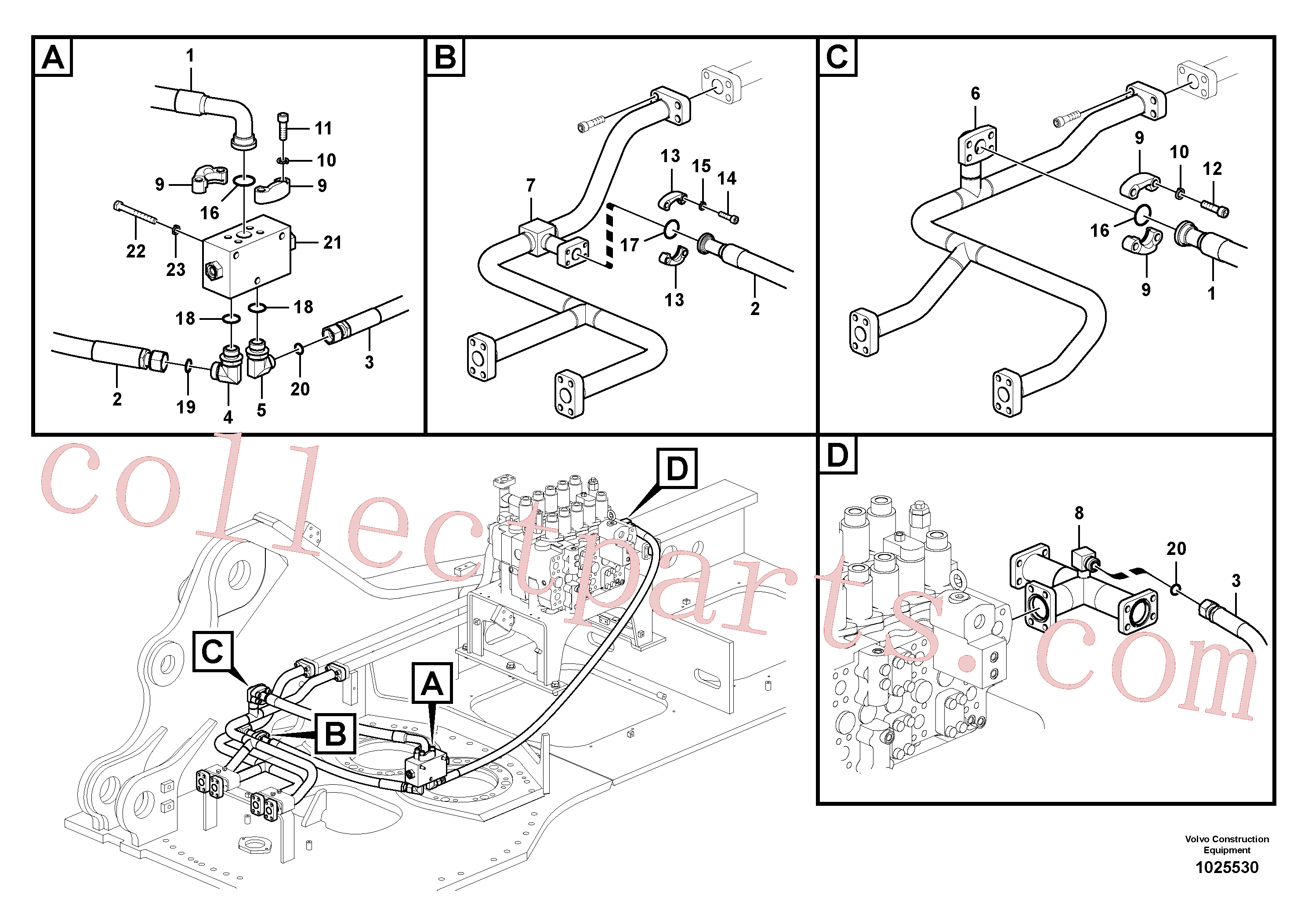 SA9404-06618 for Volvo Hydraulic system, control valve to boom and swing(1025530 assembly)