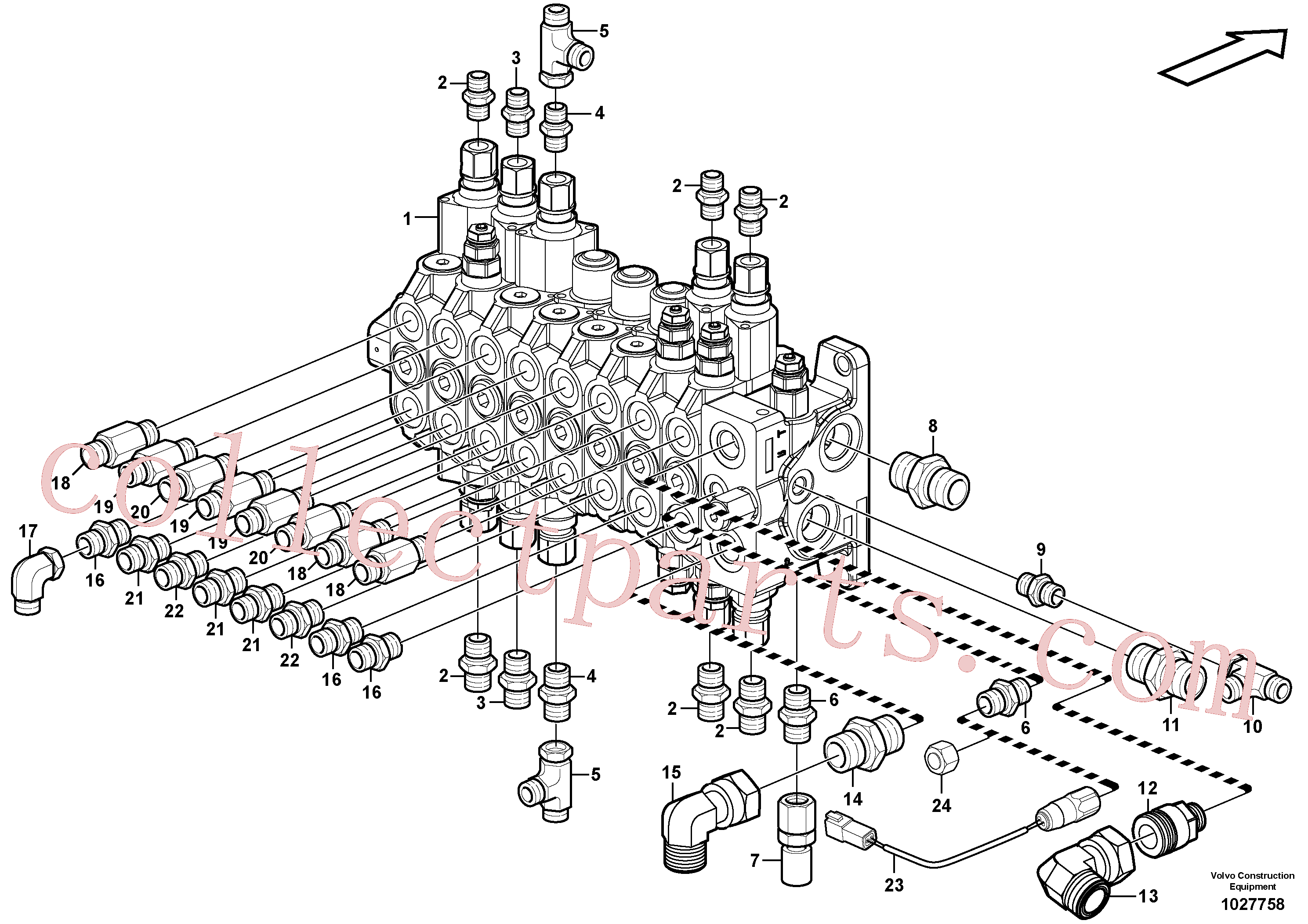 VOE13933910 for Volvo Control valve with fitting parts.(1027758 assembly)