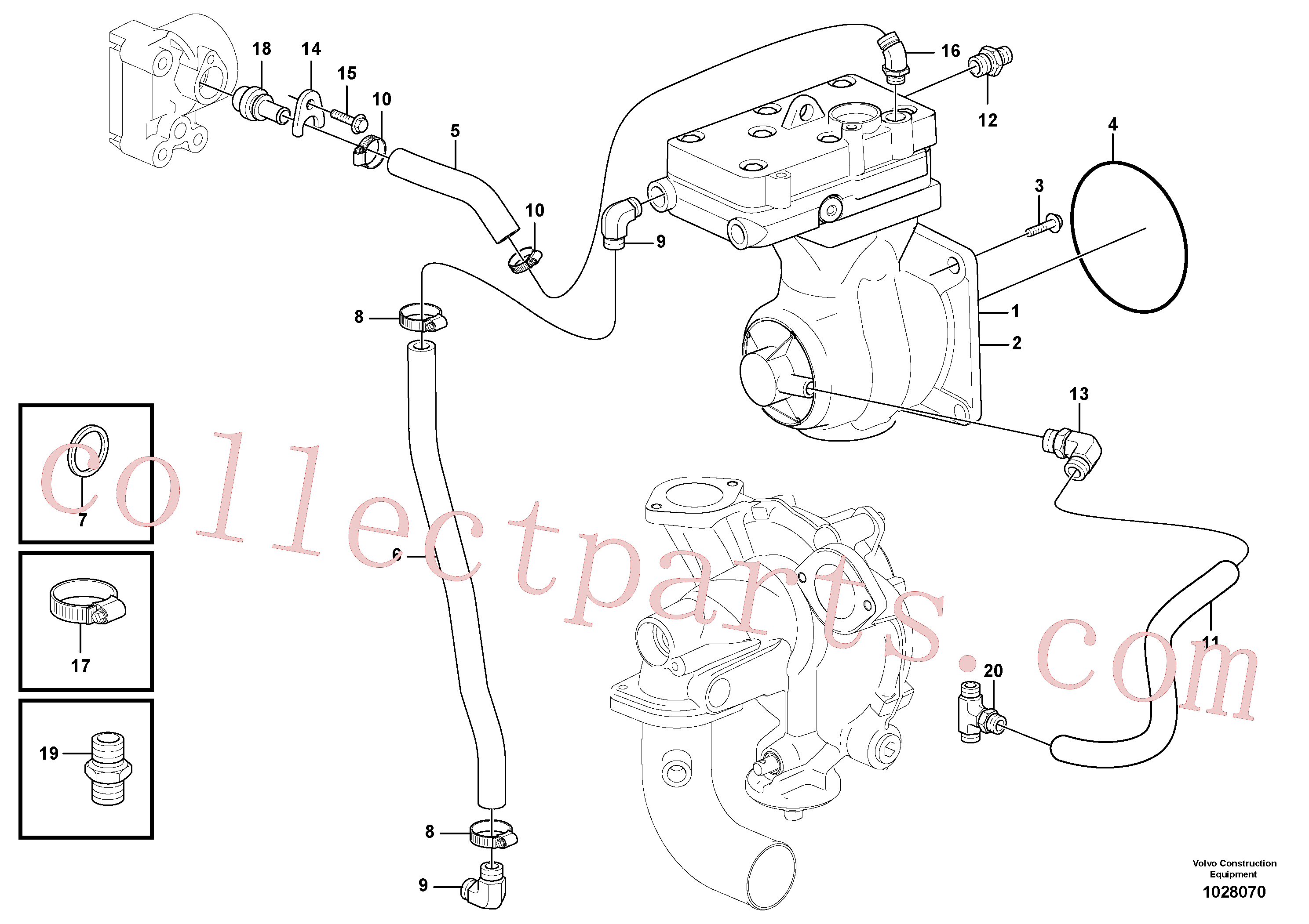 PJ4725001 for Volvo Air-compressor with fitting parts(1028070 assembly)