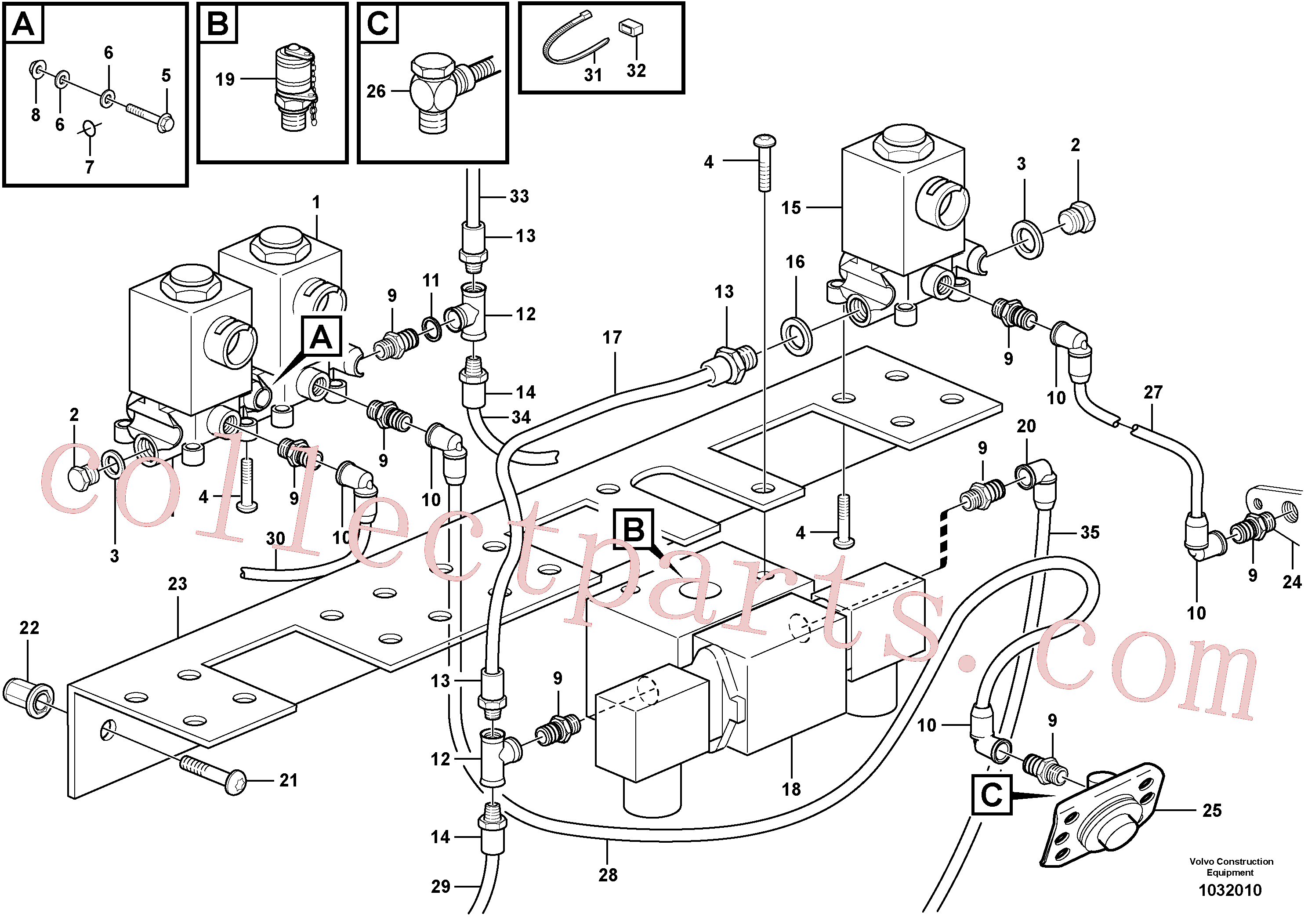 VOE11196378 for Volvo Pneumatic system, diff lock, cab(1032010 assembly)