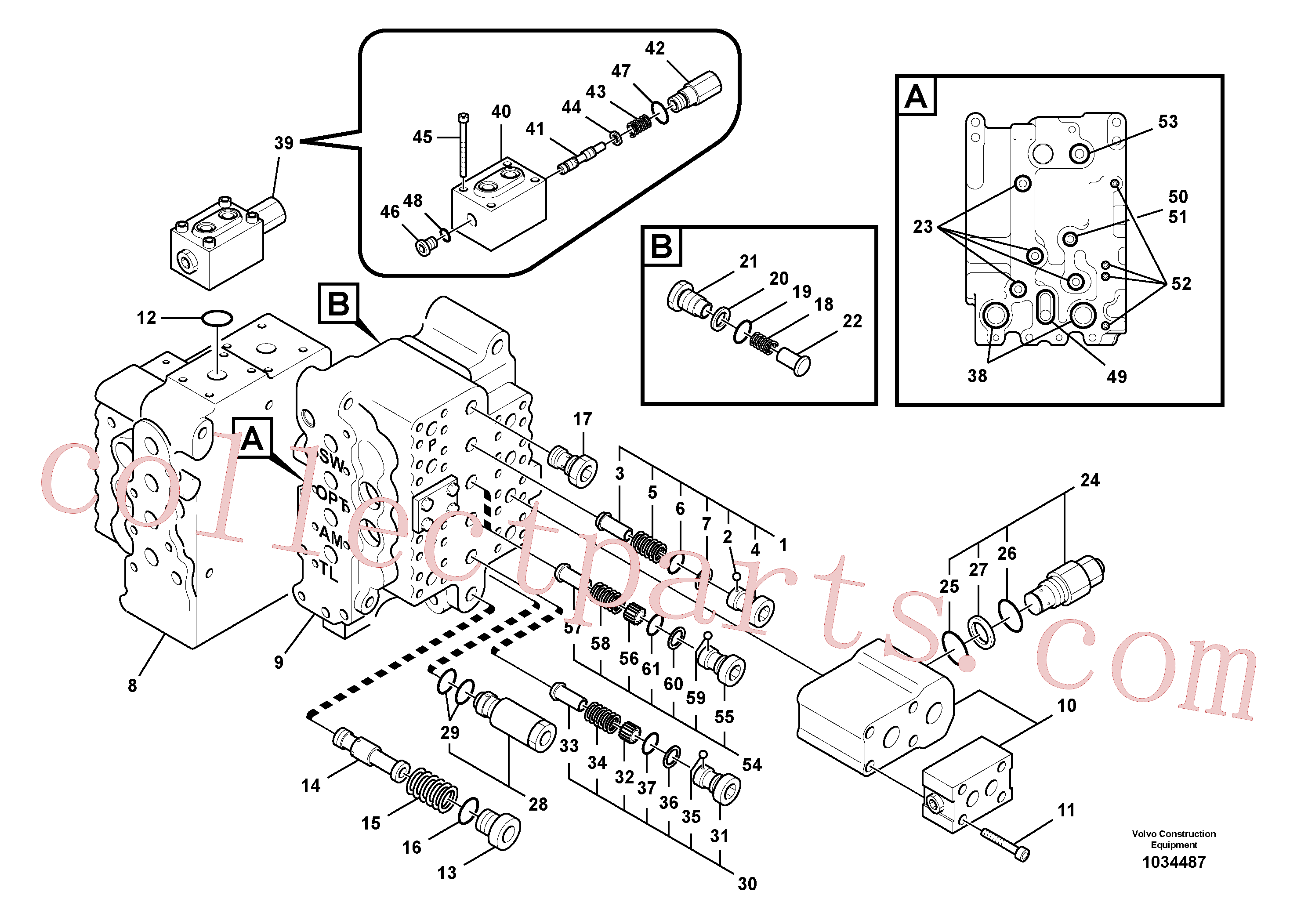SA7270-11070 for Volvo Main control valve, relief valve and dipper arm holding, Main control valve, swing and option and dipper arm and travel Lh(1034487 assembly)
