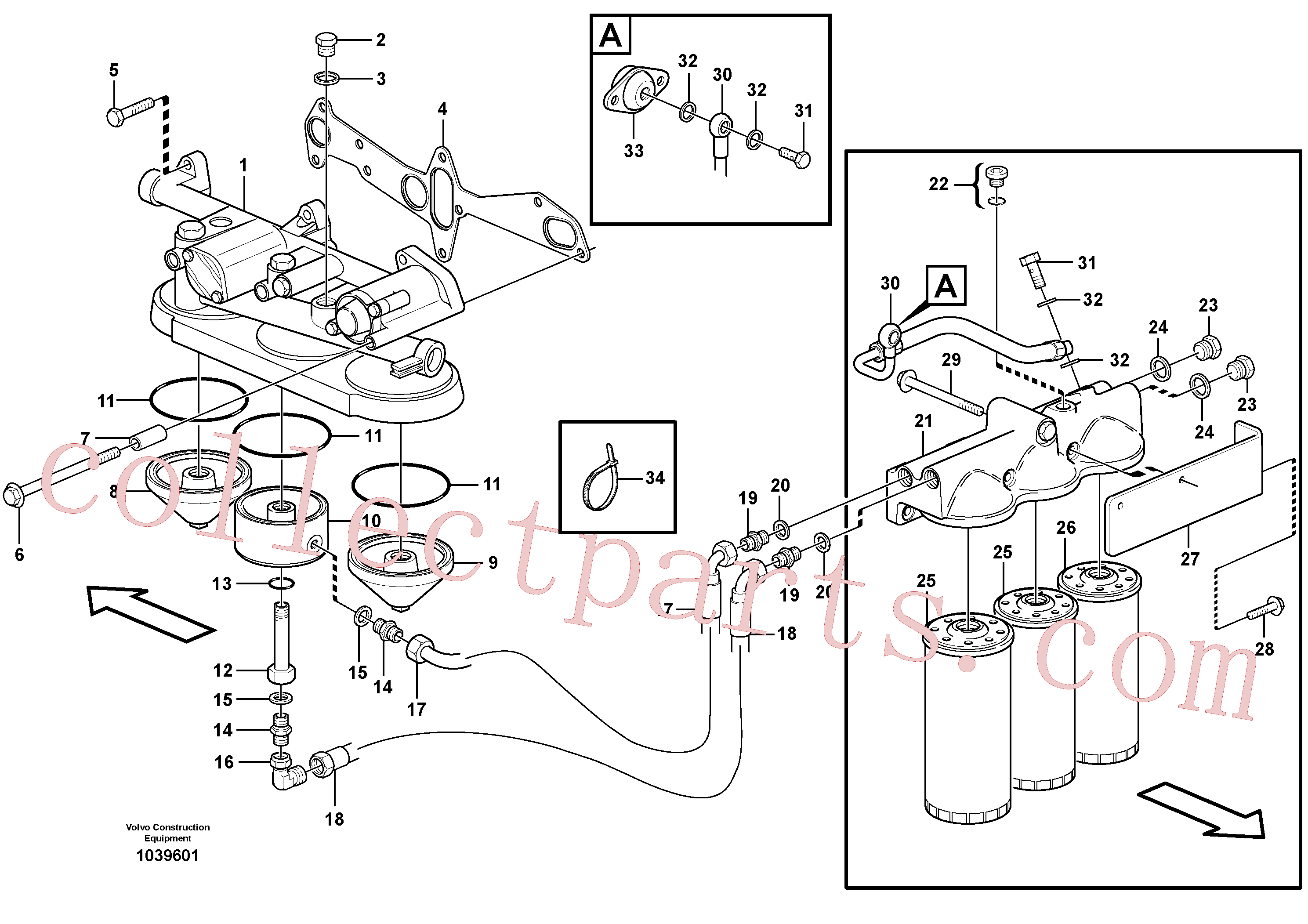 VOE11998171 for Volvo Oil filter with fitting parts(1039601 assembly)