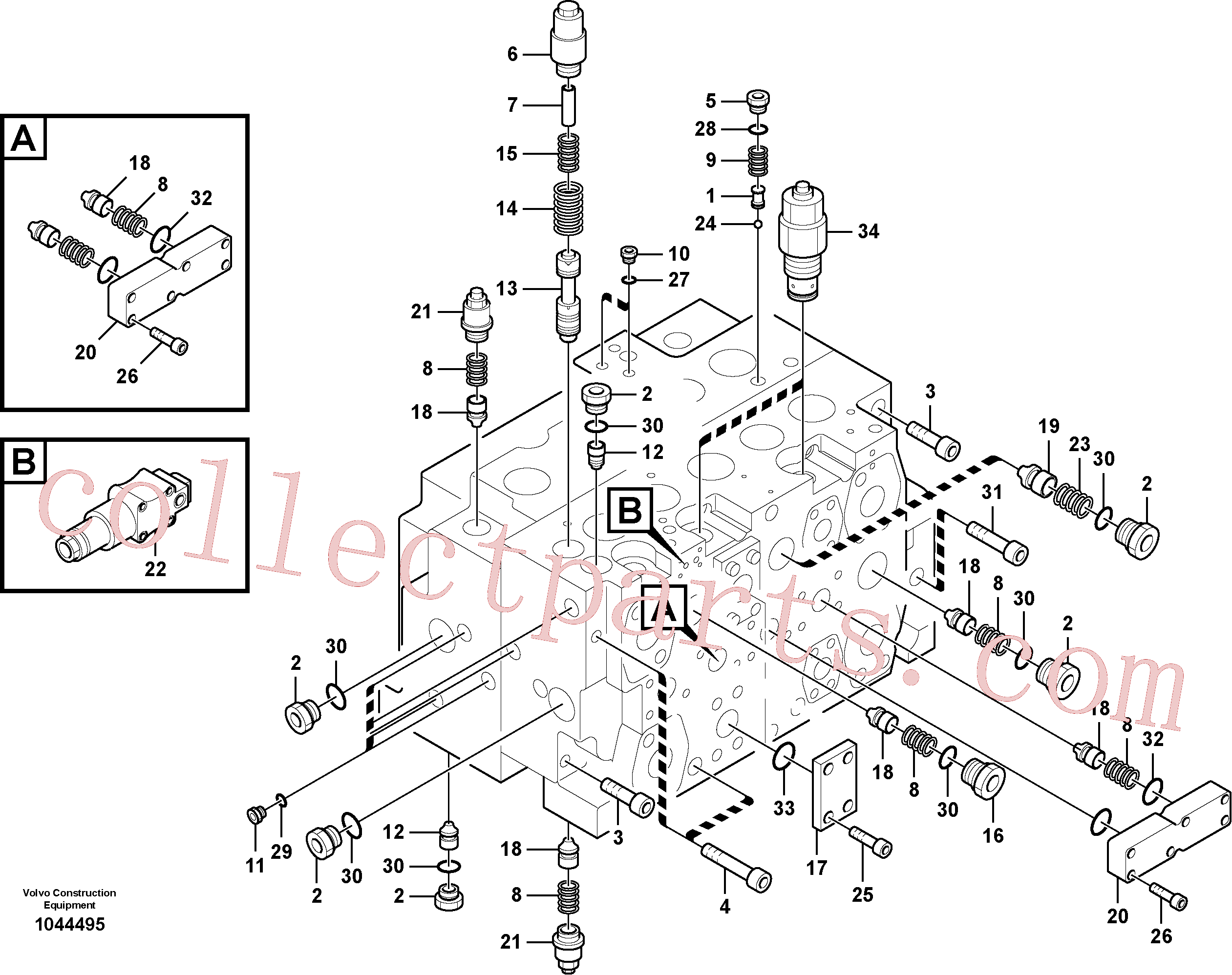 SA8230-36620 for Volvo Main control valve, relief valve and dipper arm holding(1044495 assembly)