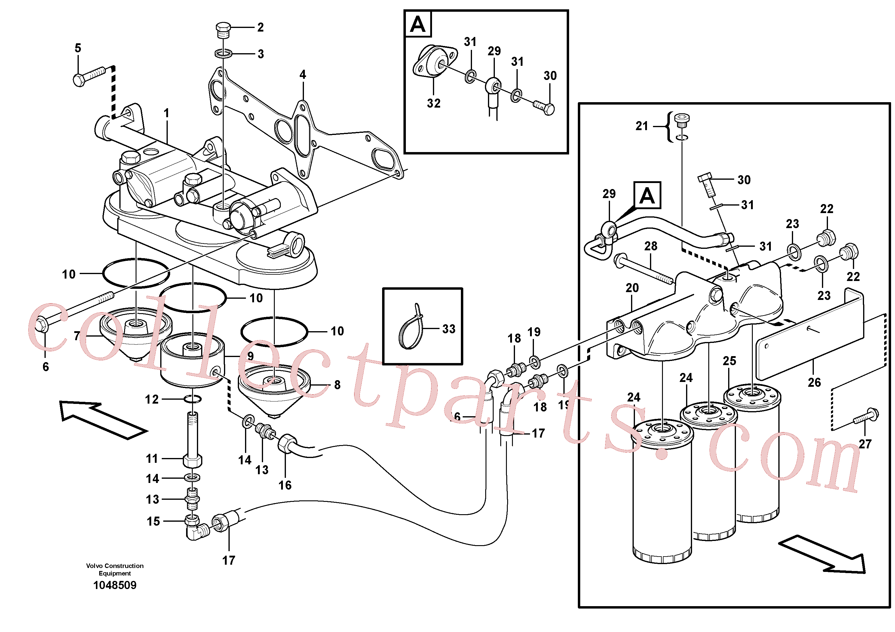 VOE11998171 for Volvo Oil filter with fitting parts(1048509 assembly)