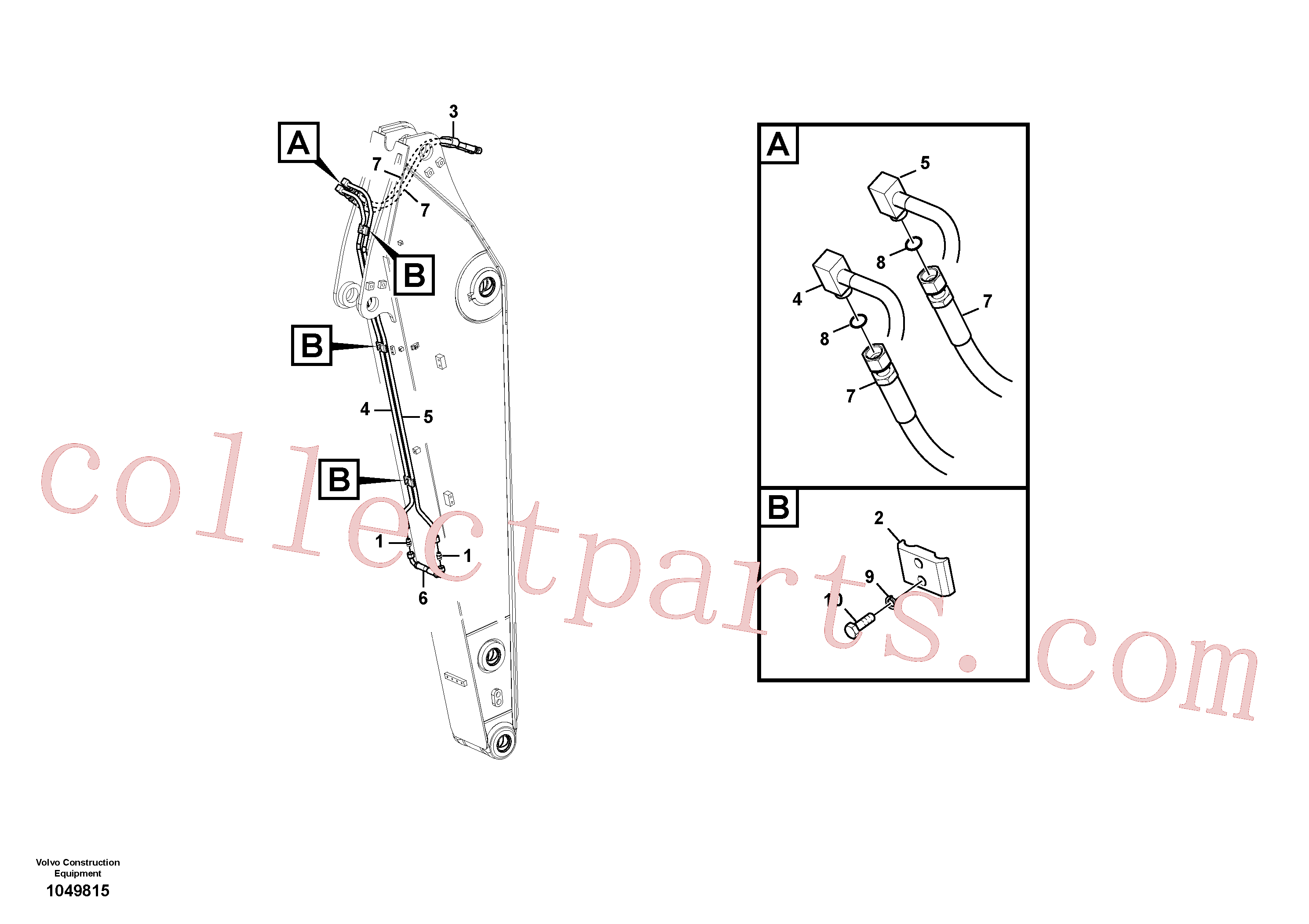 VOE14880855 for Volvo Working hydraulic, slope and rotator on dipper arm(1049815 assembly)