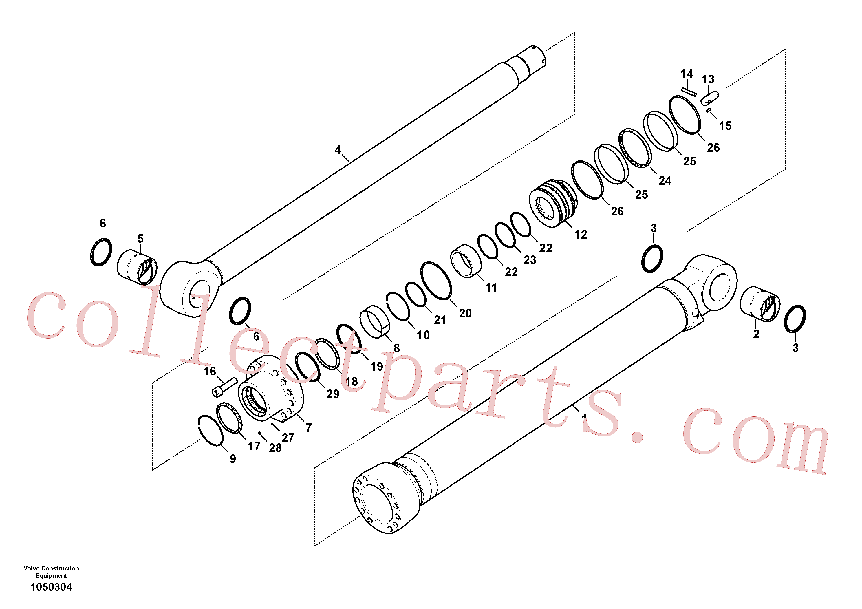 VOE14597317 for Volvo Dipper arm cylinder(1050304 assembly)