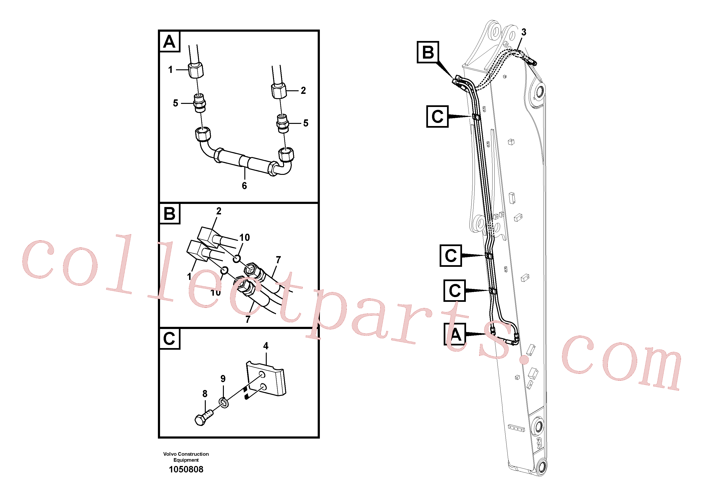 VOE14880855 for Volvo Working hydraulic, slope and rotator on dipper arm(1050808 assembly)