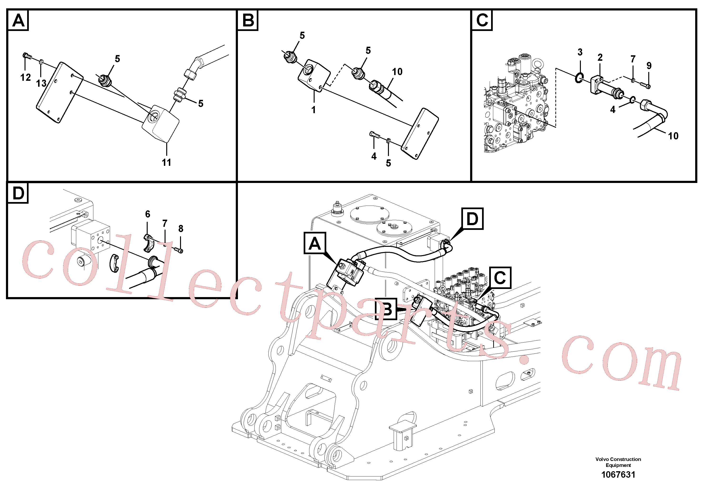 VOE14534512 for Volvo Working hydraulic, hammer and shear for upper(1067631 assembly)