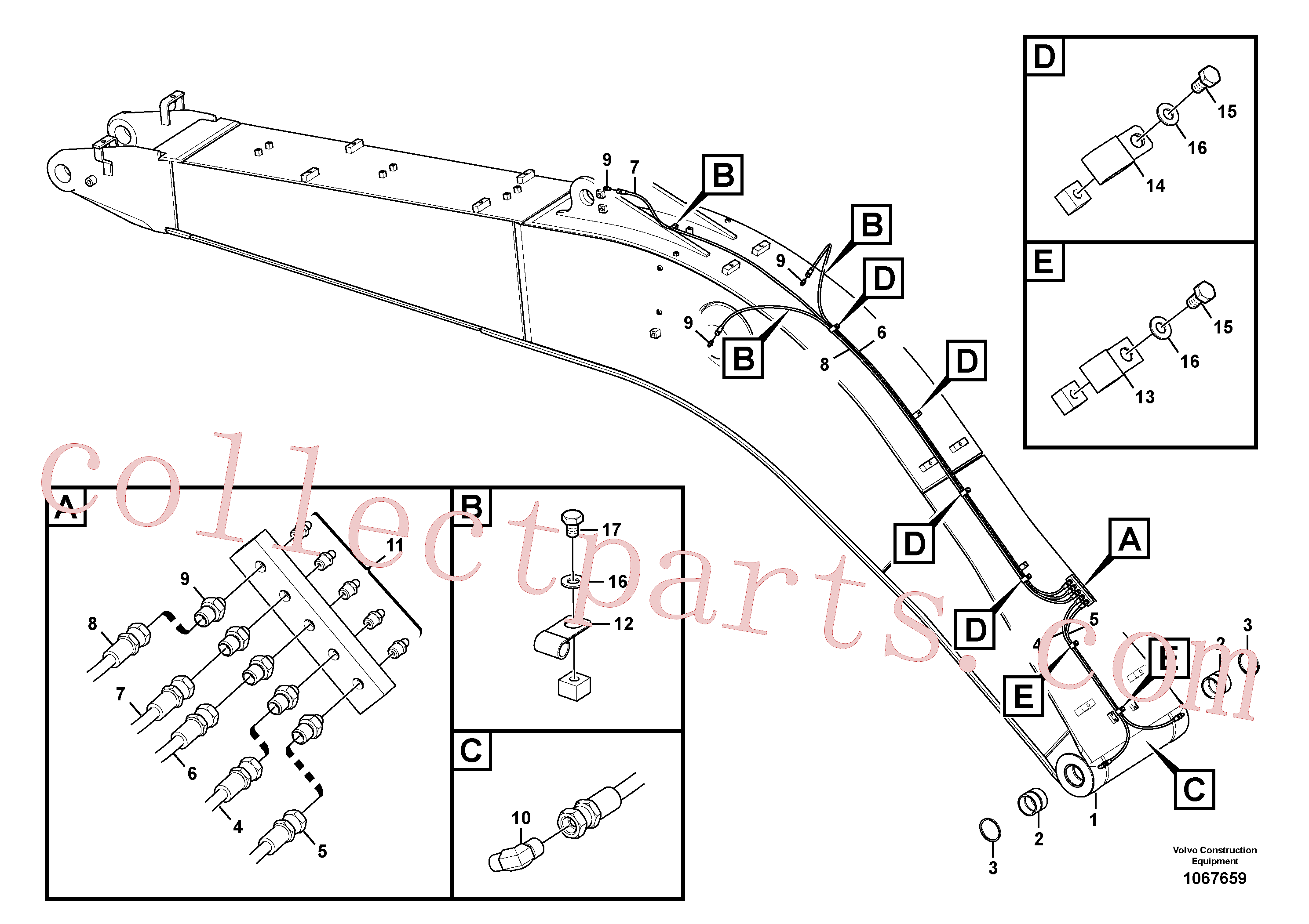 VOE14880669 for Volvo Boom and grease piping(1067659 assembly)