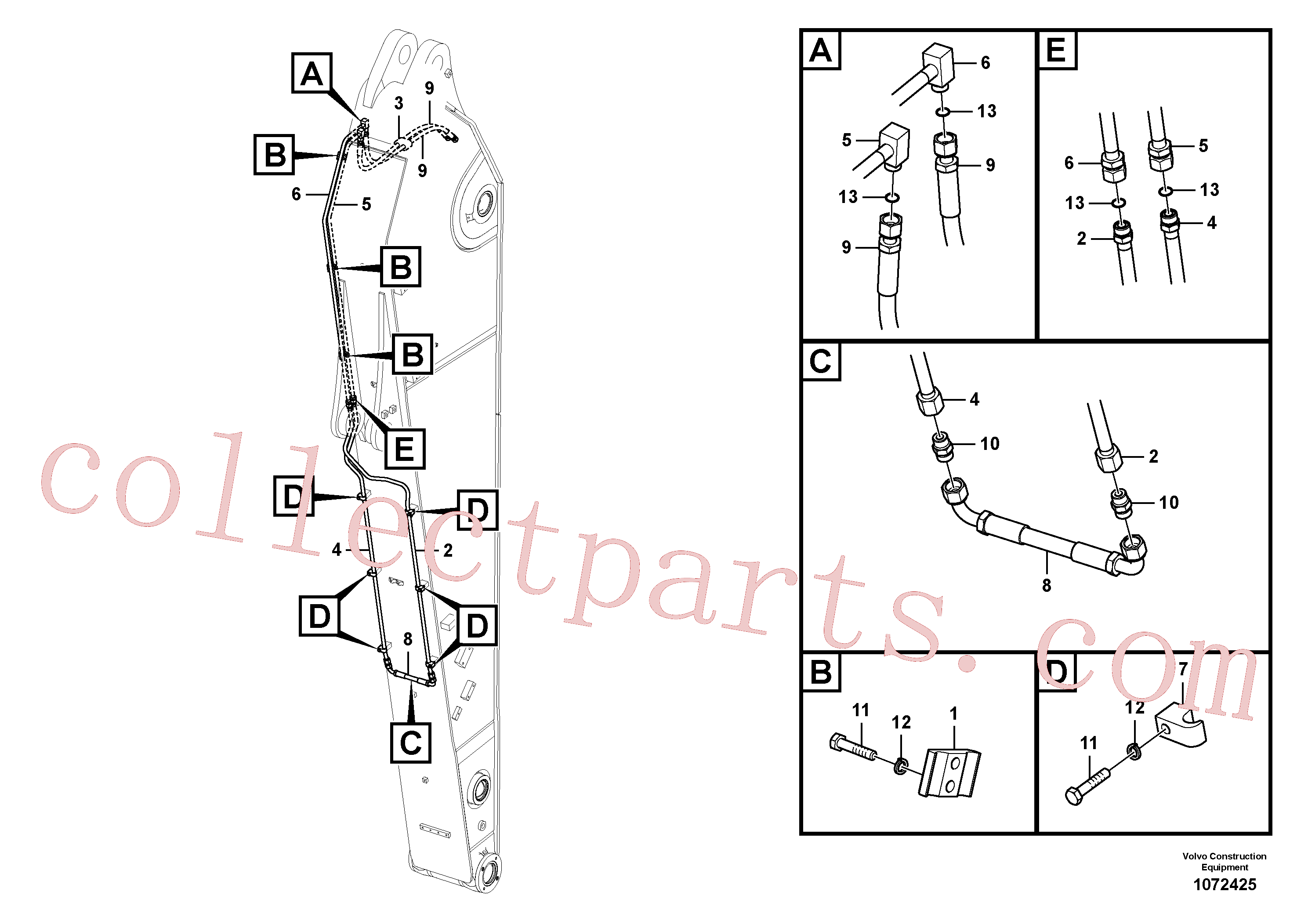 VOE14677699 for Volvo Working hydraulic, slope and rotator on dipper arm(1072425 assembly)