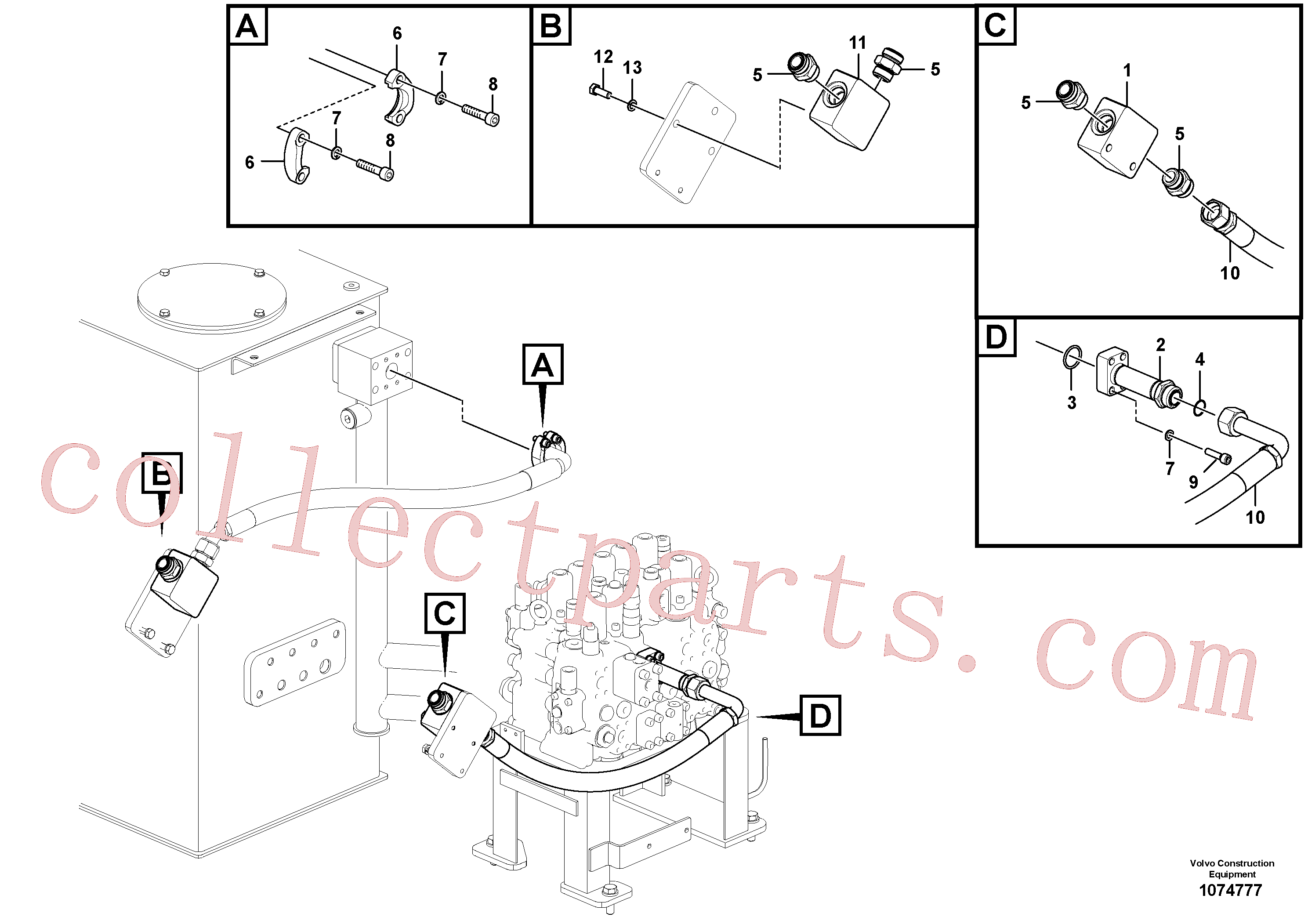 VOE14534512 for Volvo Working hydraulic, hammer and shear for upper(1074777 assembly)