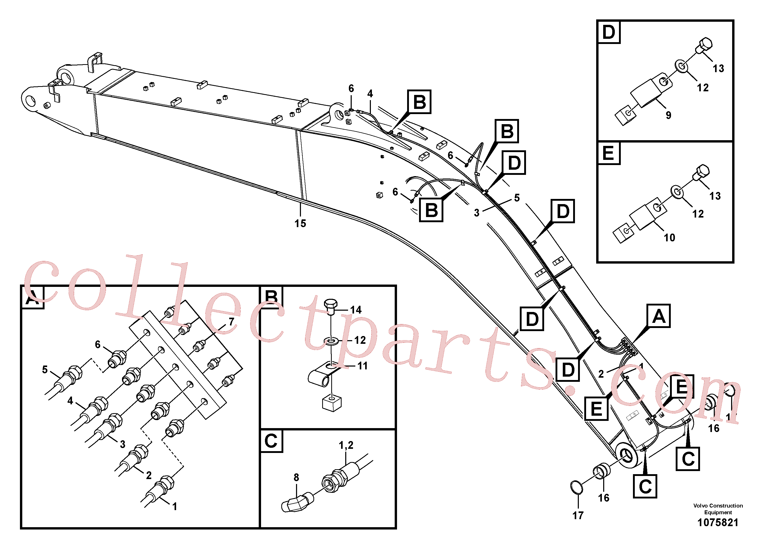 VOE14880669 for Volvo Boom and grease piping(1075821 assembly)