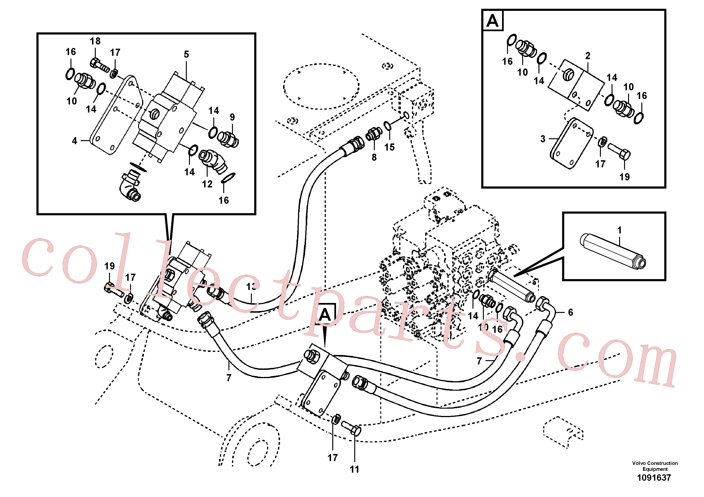 VOE14509900 for Volvo Working hydraulic, hammer and shear for upper(1091637 assembly)