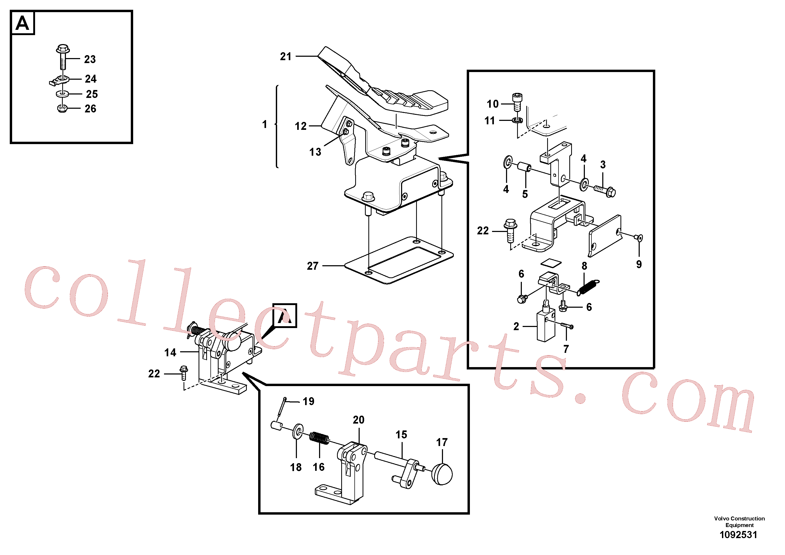 VOE14708679 for Volvo Working hydraulic, remote control valve pedal for hammer and shear(1092531 assembly)