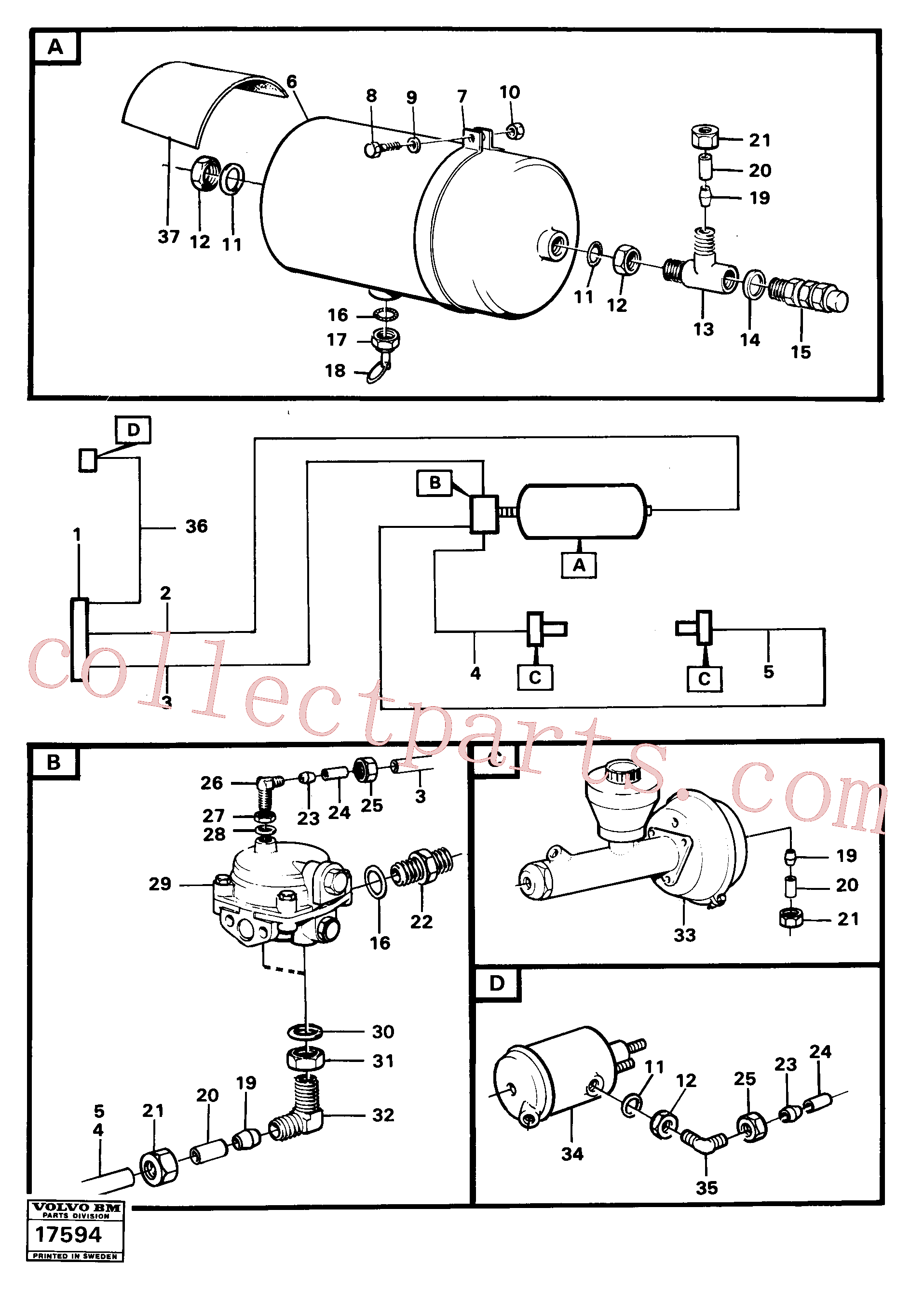 VOE7326600 for Volvo Brake circuit 1, trailer 6x6, Brake circuit 1, trailer.(17594 assembly)