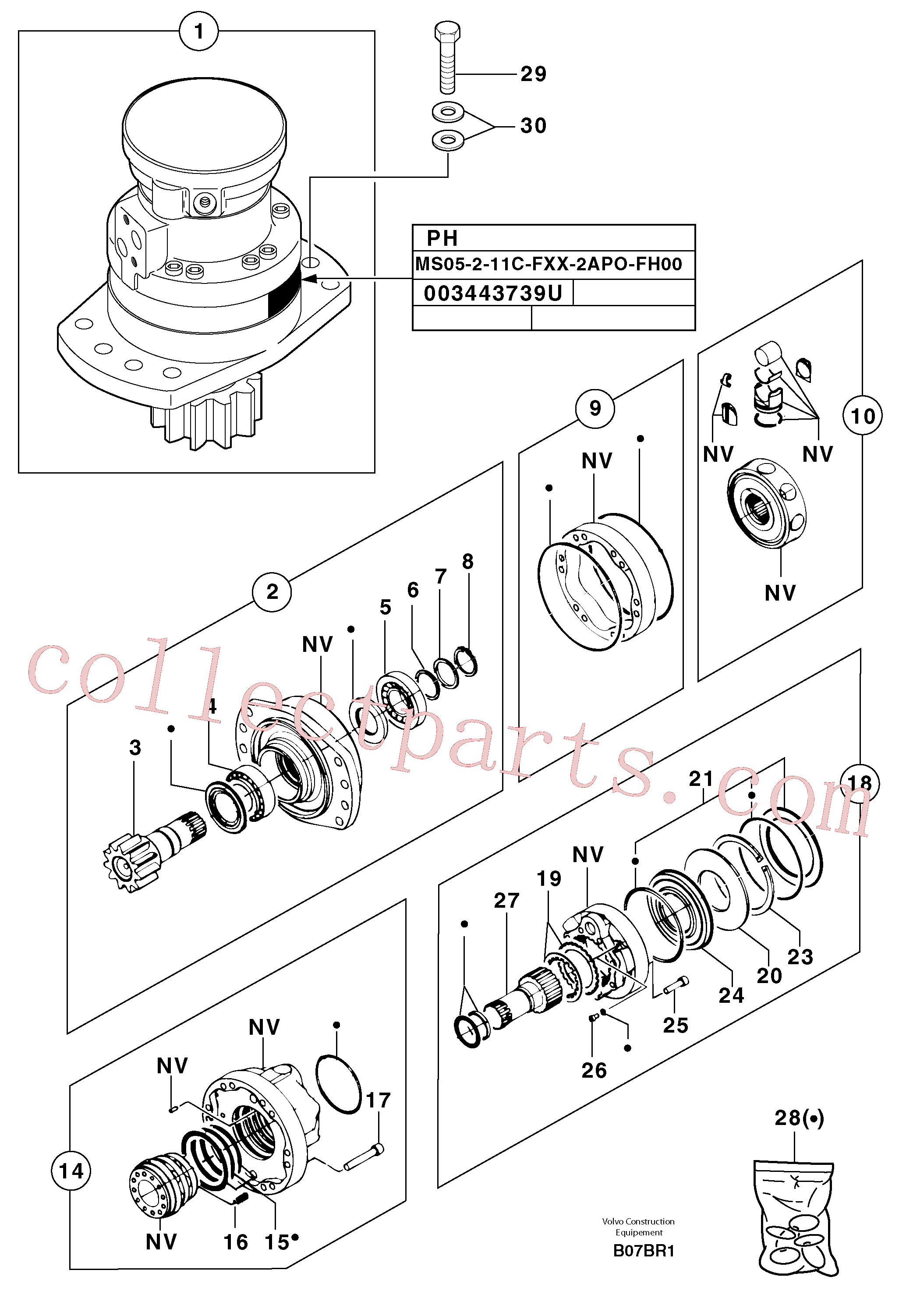 PJ4890100 for Volvo Slewing gear motor(B07BR1 assembly)