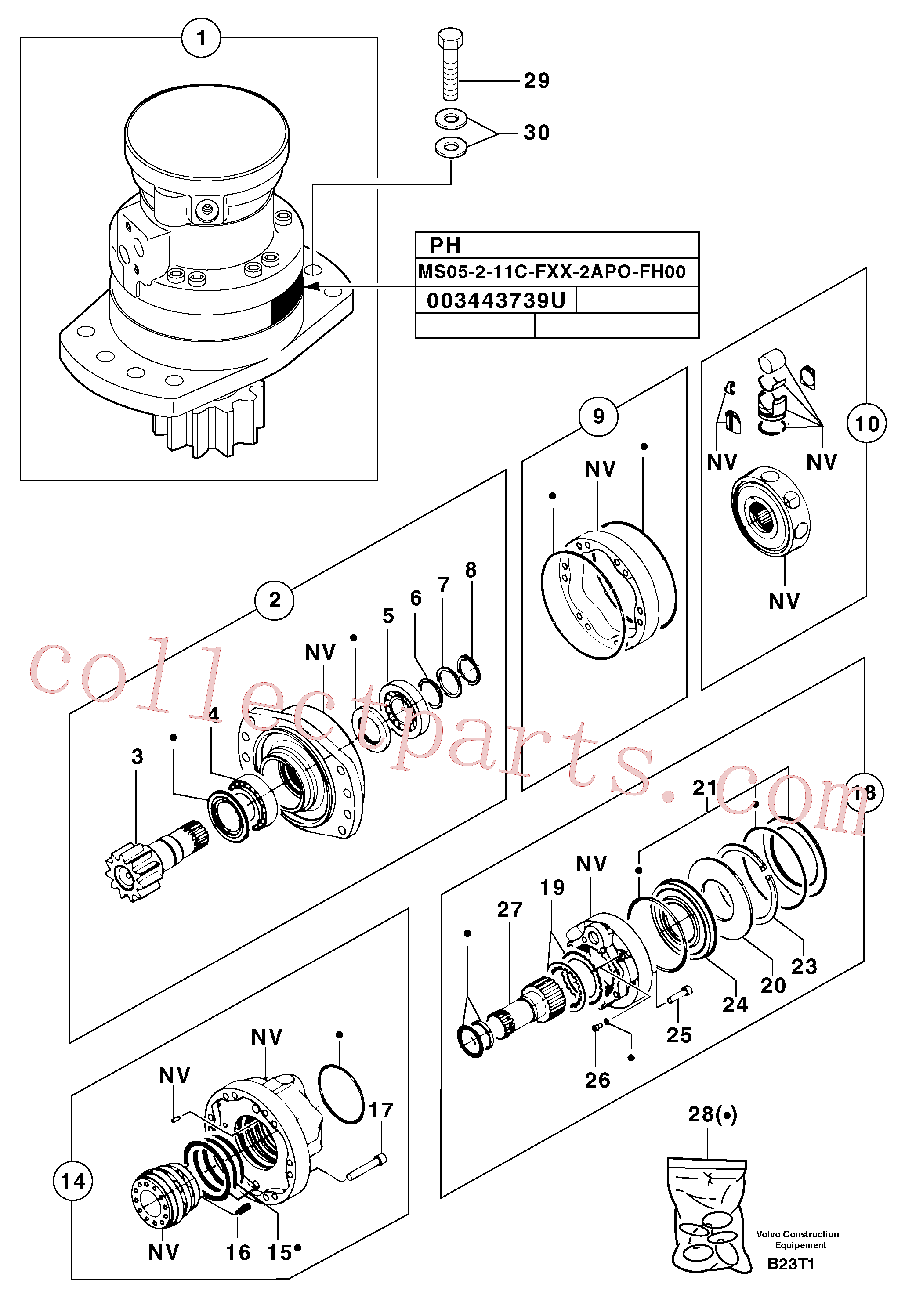 PJ4890100 for Volvo Slewing gear motor(B23T1 assembly)