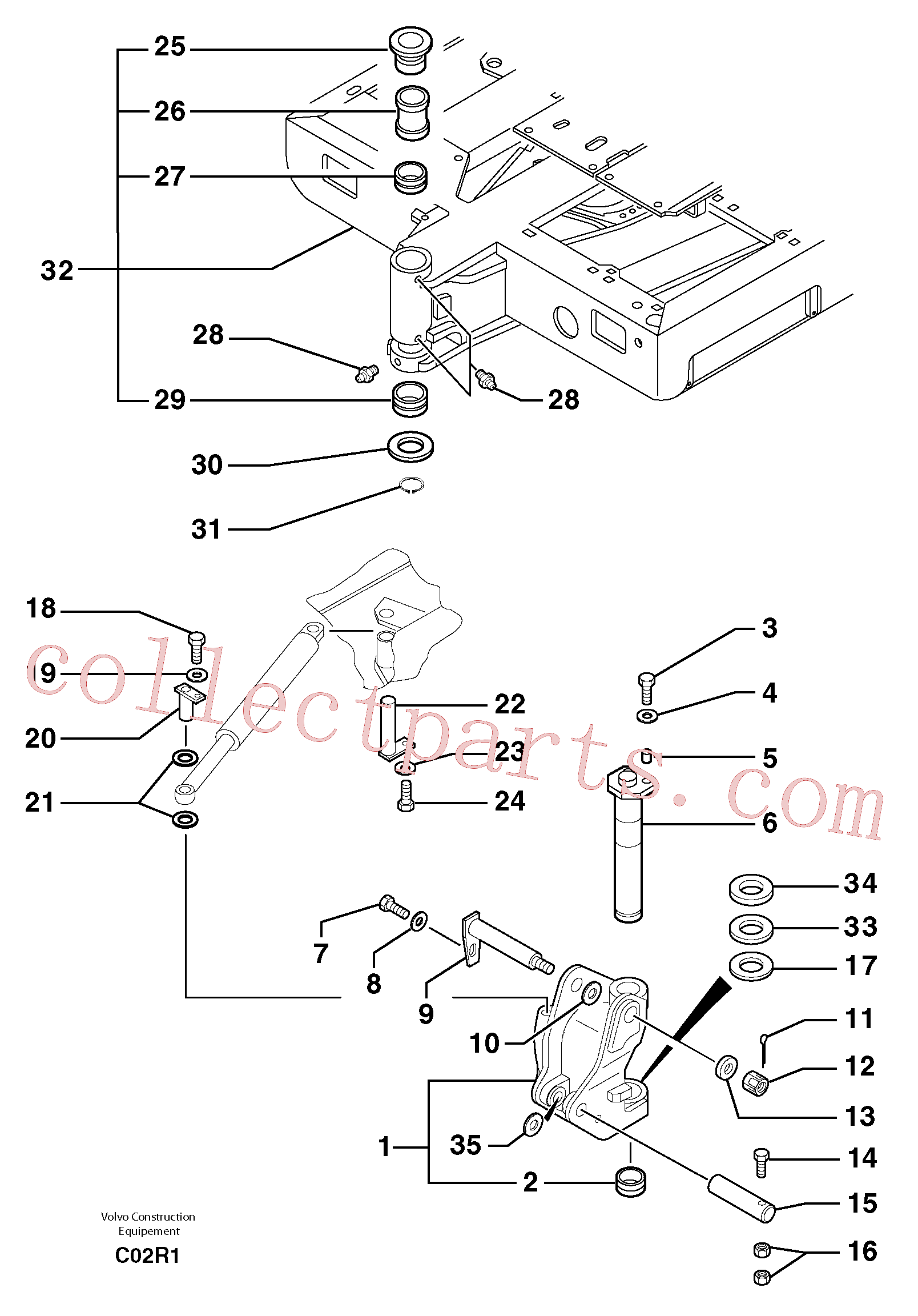 VOE11802093 for Volvo Platform / pivot pin(C02R1 assembly)