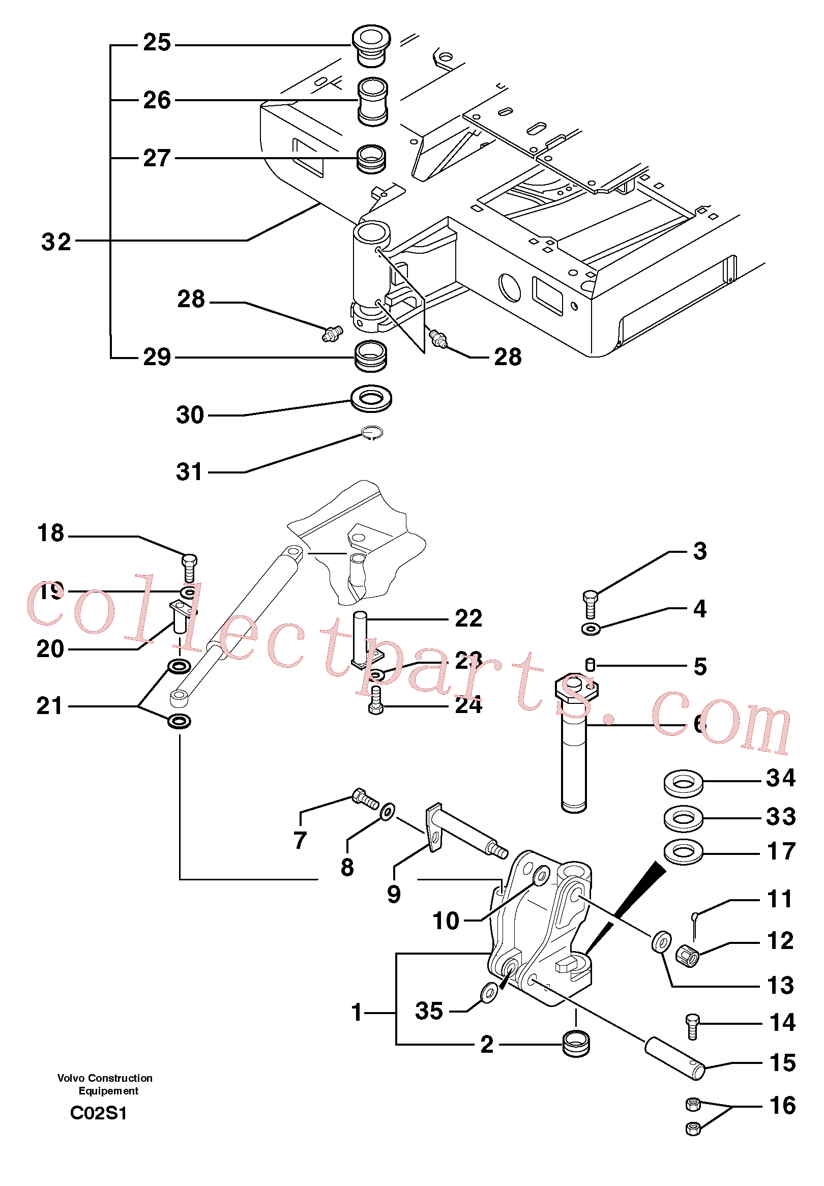 VOE11802093 for Volvo Platform / pivot pin(C02S1 assembly)