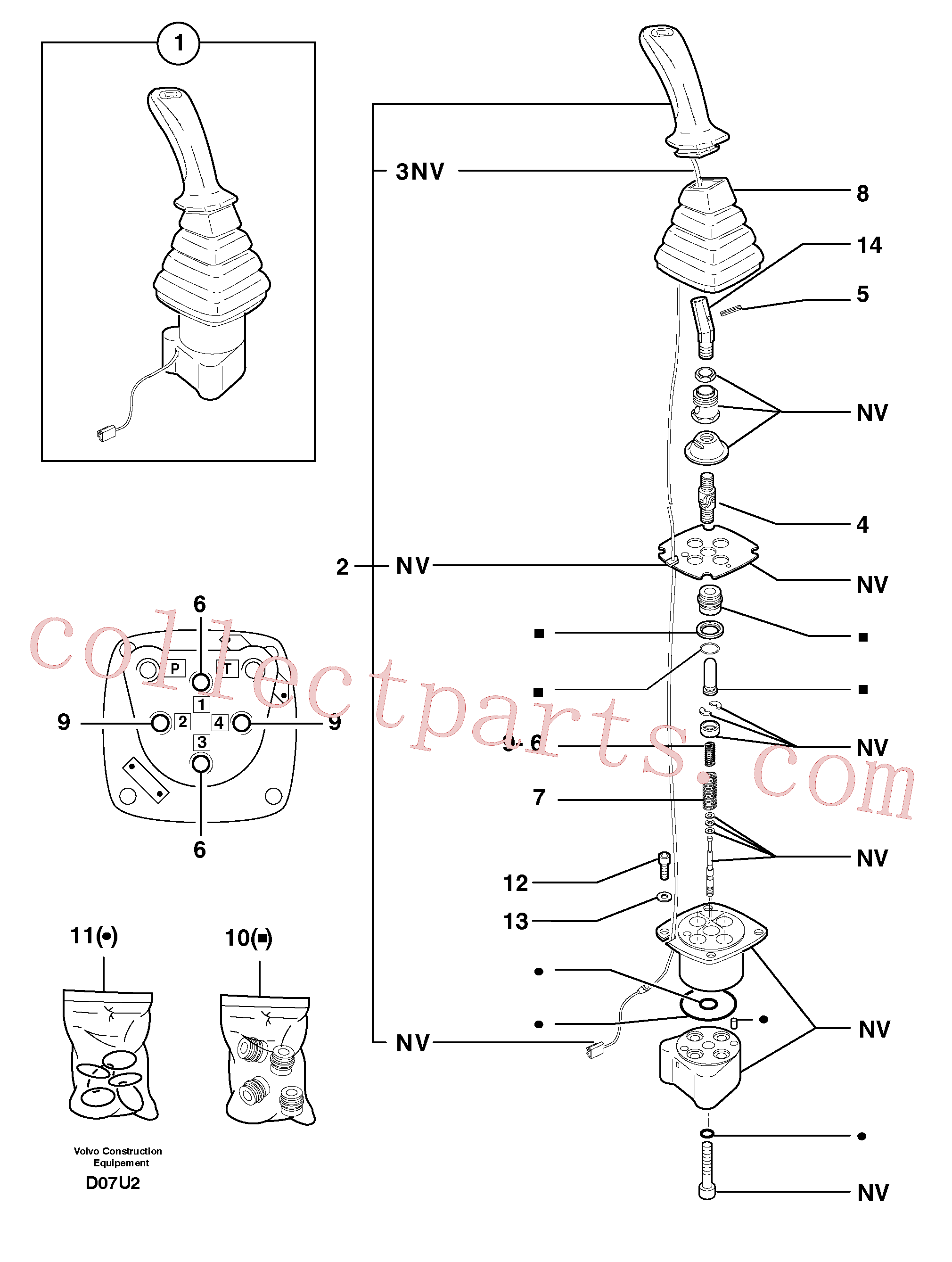 PJ7410956 for Volvo Control lever : dipper arm / slewing ( left )(D07U2 assembly)