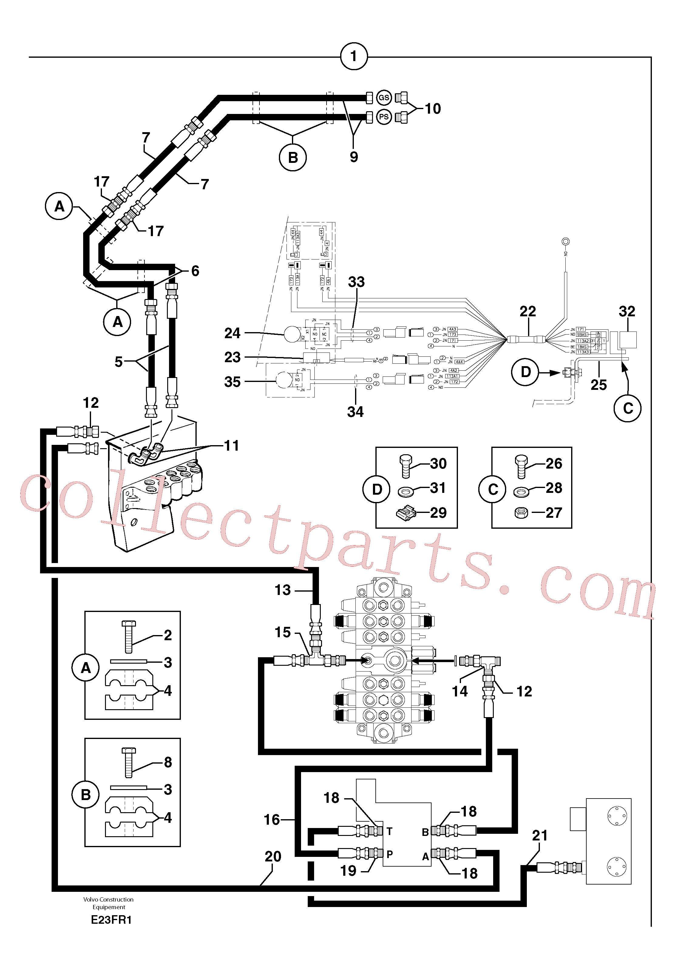 PJ5910195 for Volvo Hyd. circuit (quickfit/double-acting)(E23FR1 assembly)