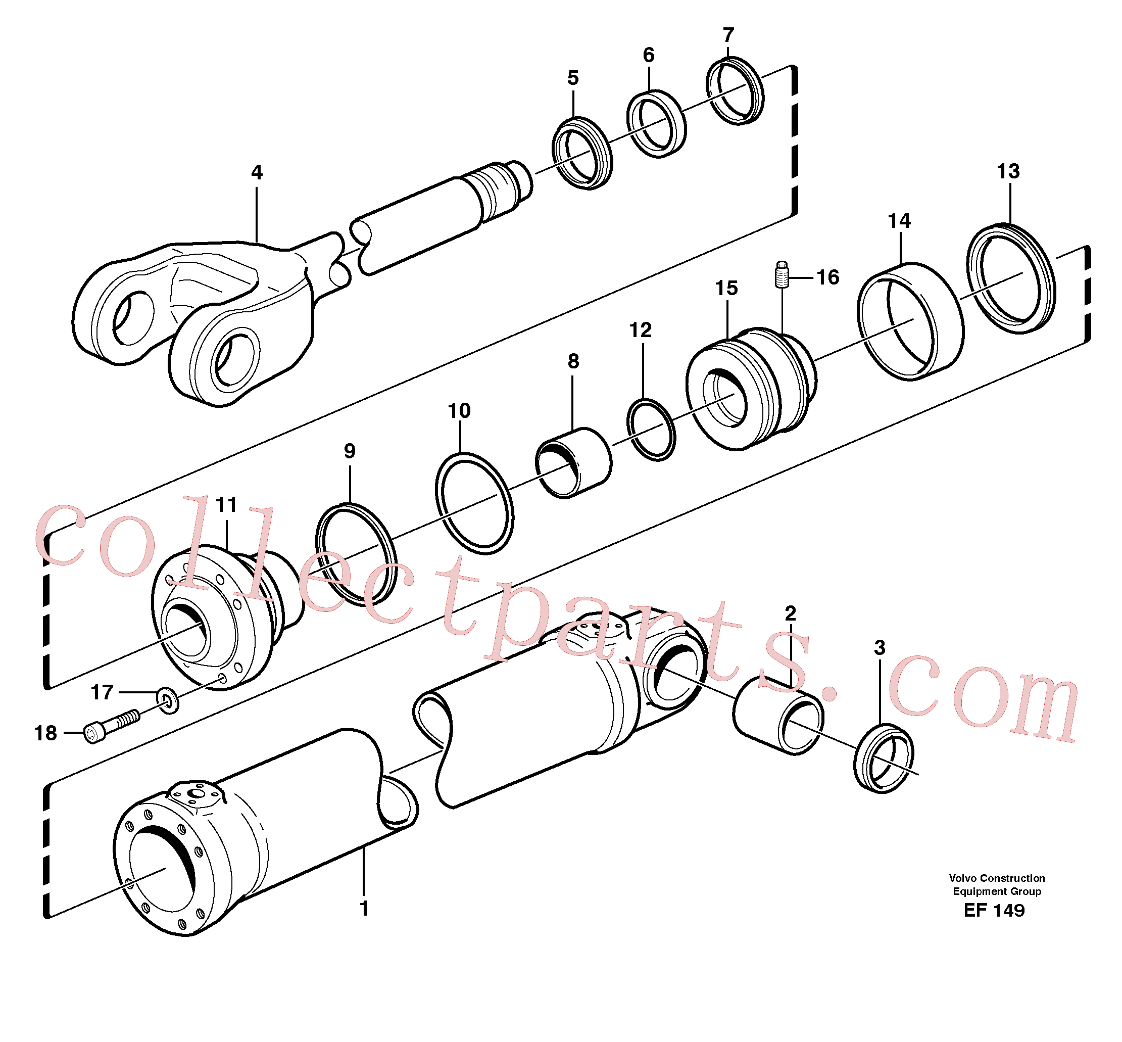 VOE11107317 for Volvo Hydraulic cylinder, lifting(EF149 assembly)