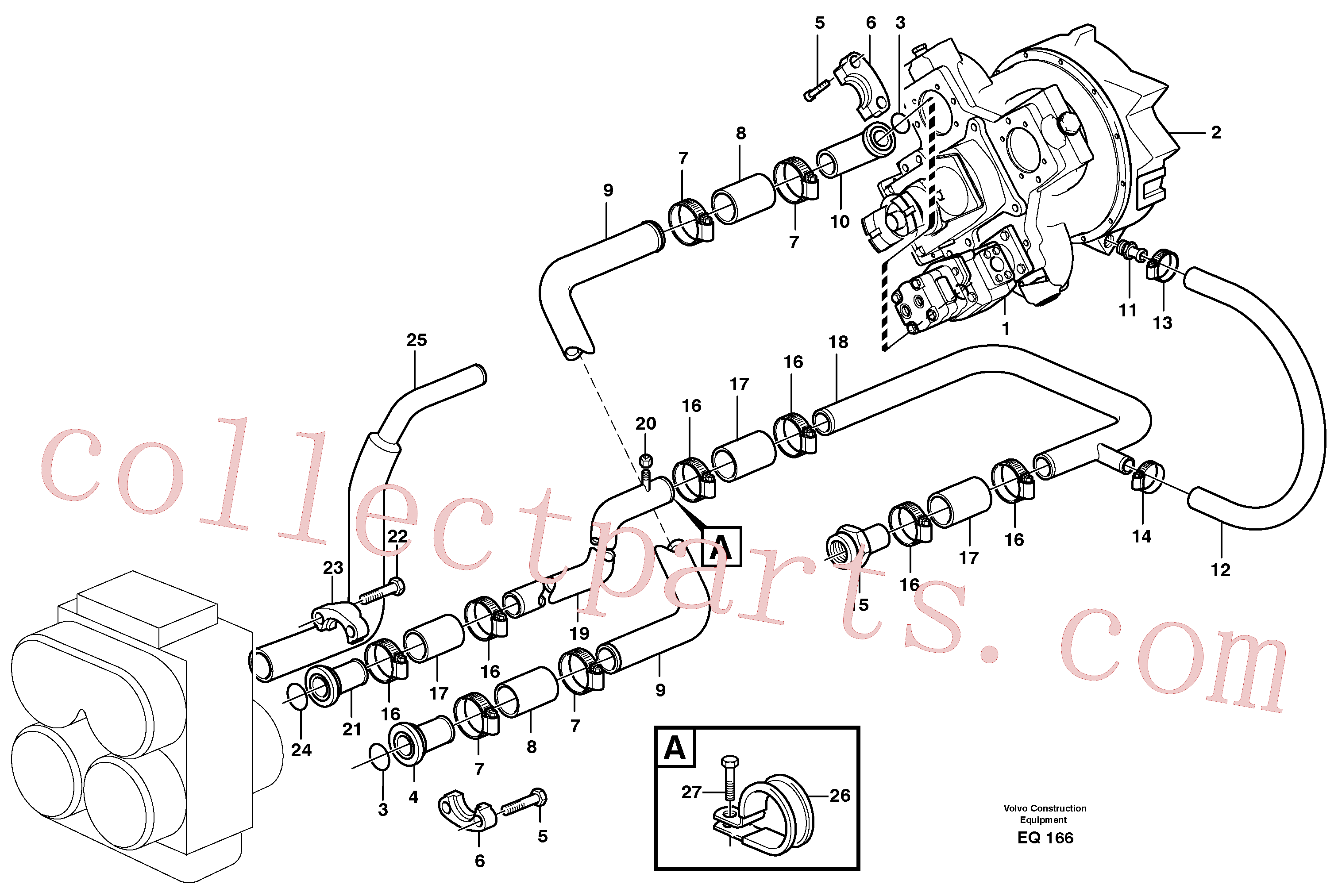 VOE14116072 for Volvo Transmission: Suction- and return pipes(EQ166 assembly)