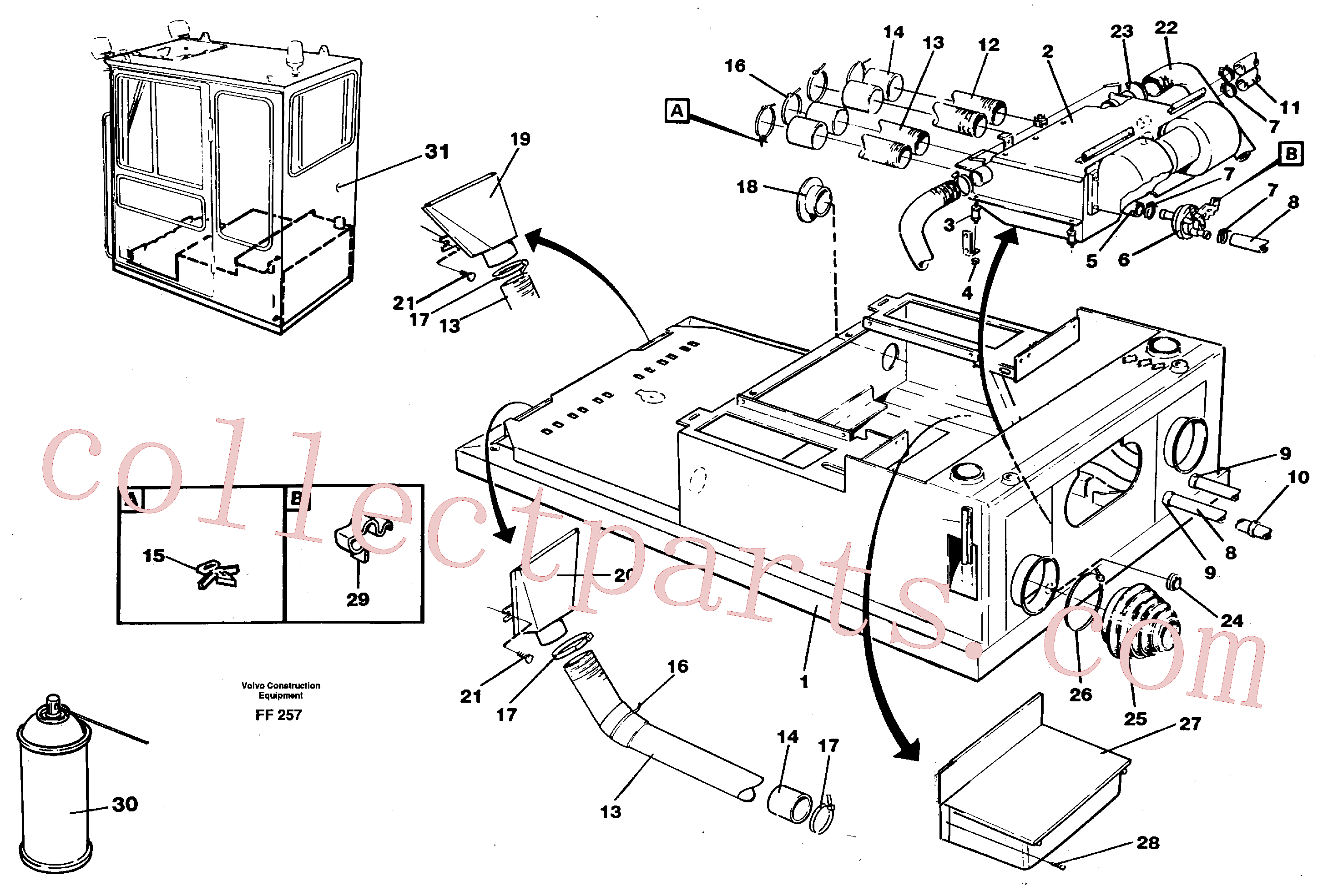 VOE14213260 for Volvo Cab heater with fitting parts(FF257 assembly)