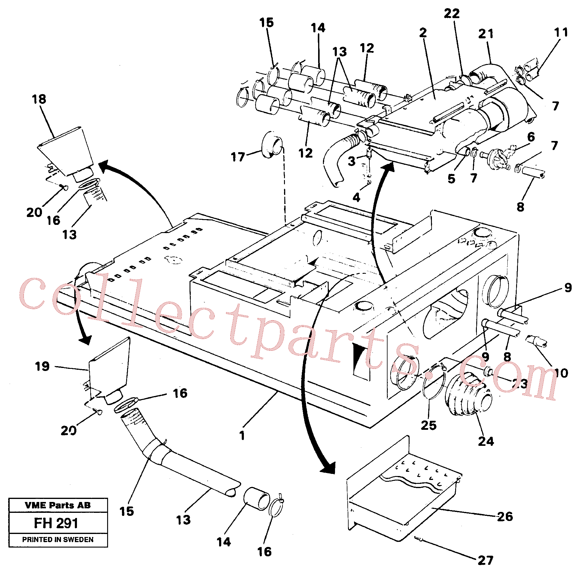 VOE14213260 for Volvo Cab heater with fitting parts(FH291 assembly)