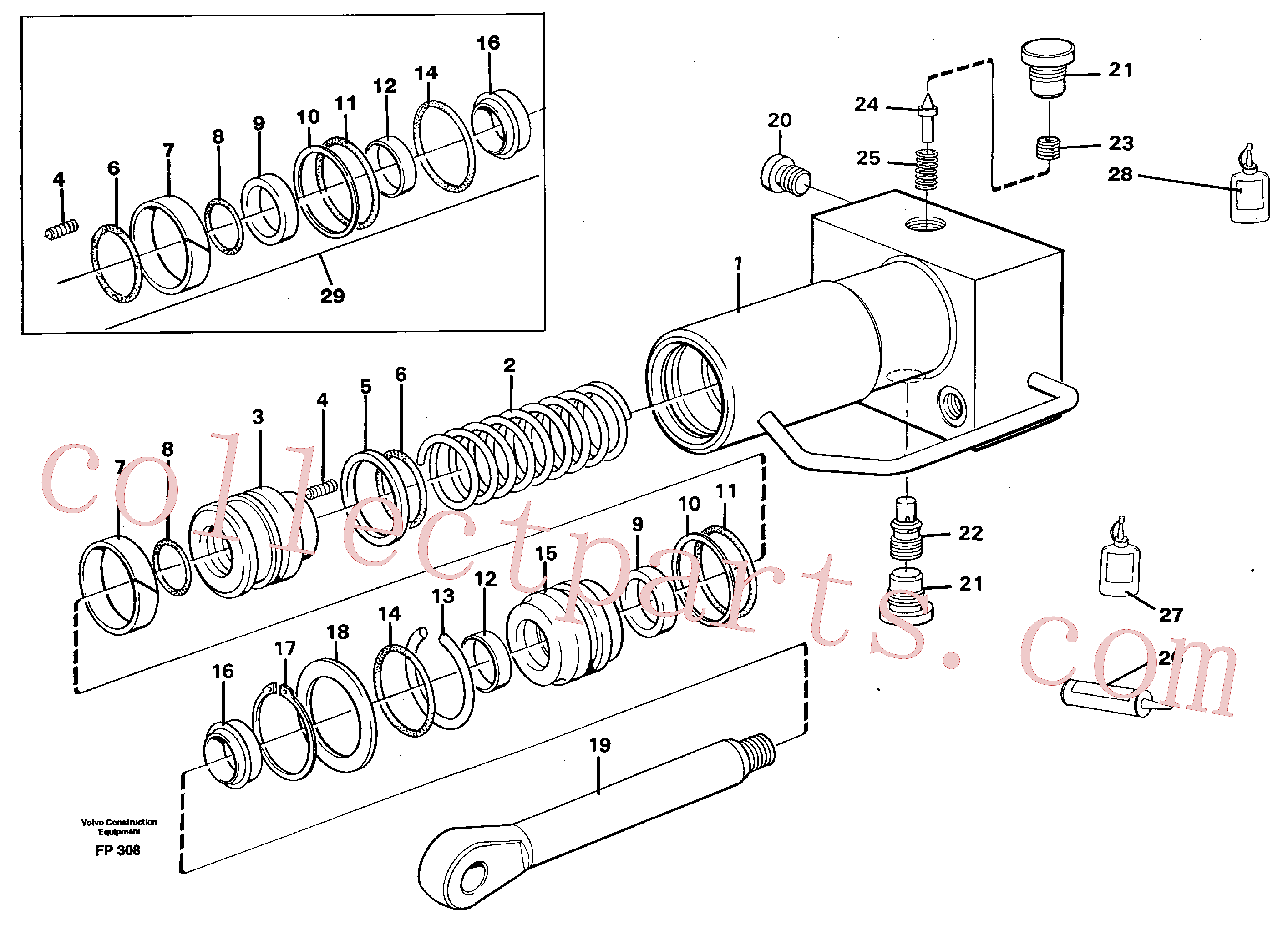 VOE14257546 for Volvo Hydraulic cylinder, quick attachment(FP308 assembly)