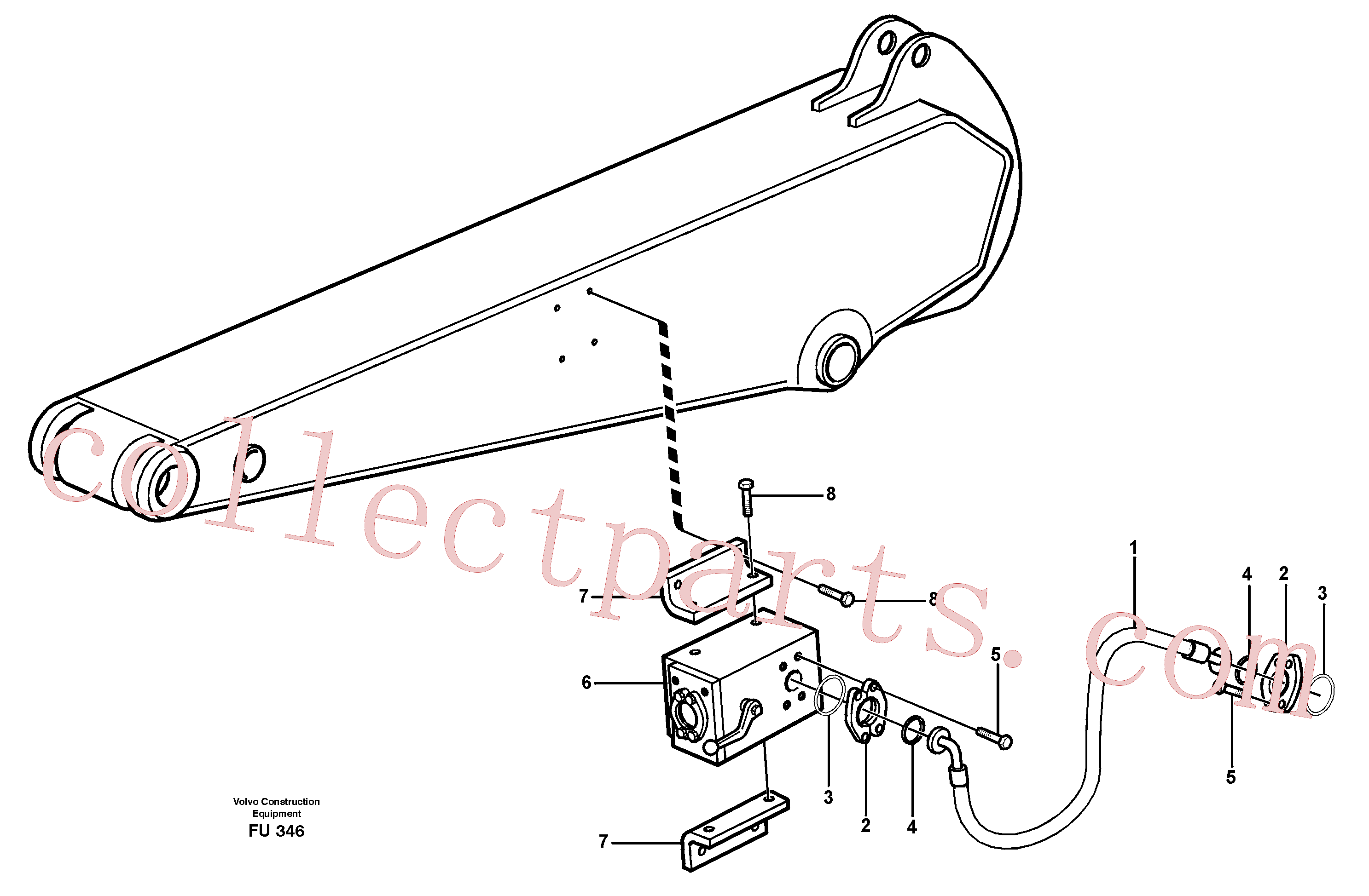 VOE14310130 for Volvo Hammer hydraulics on dipper arm, 2.4 m/ 2.9 m/ 3.5 m/ 4.1m(FU346 assembly)