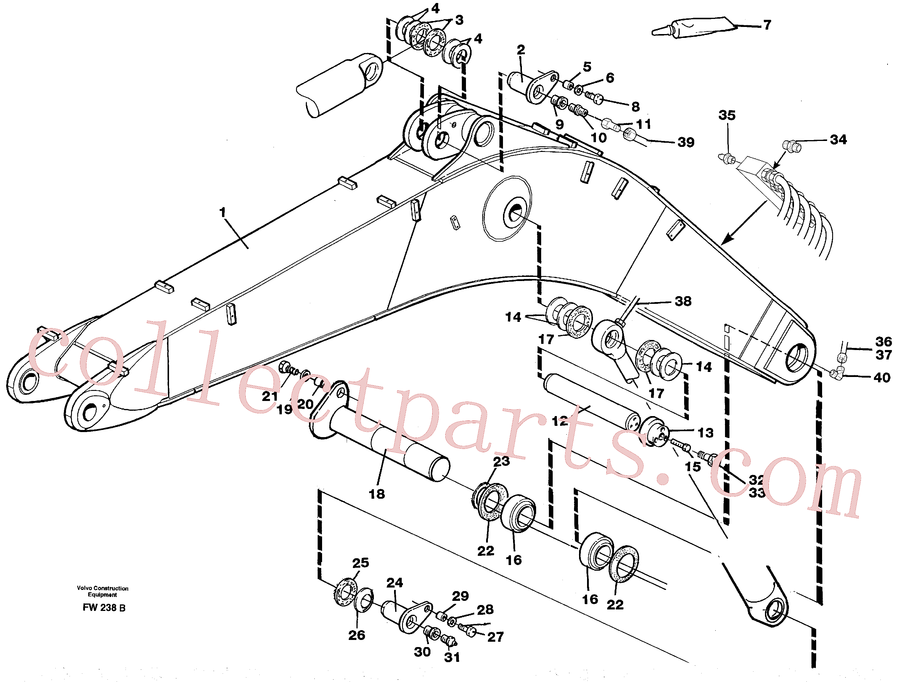 VOE14340798 for Volvo Backhoe boom incl. attachements(FW238B assembly)