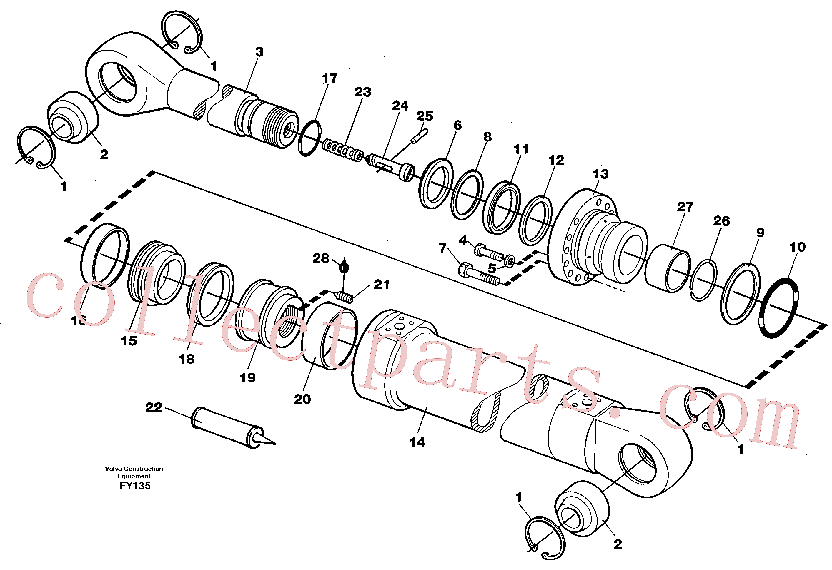 VOE14235929 for Volvo Dipper arm cylinder(FY135 assembly)