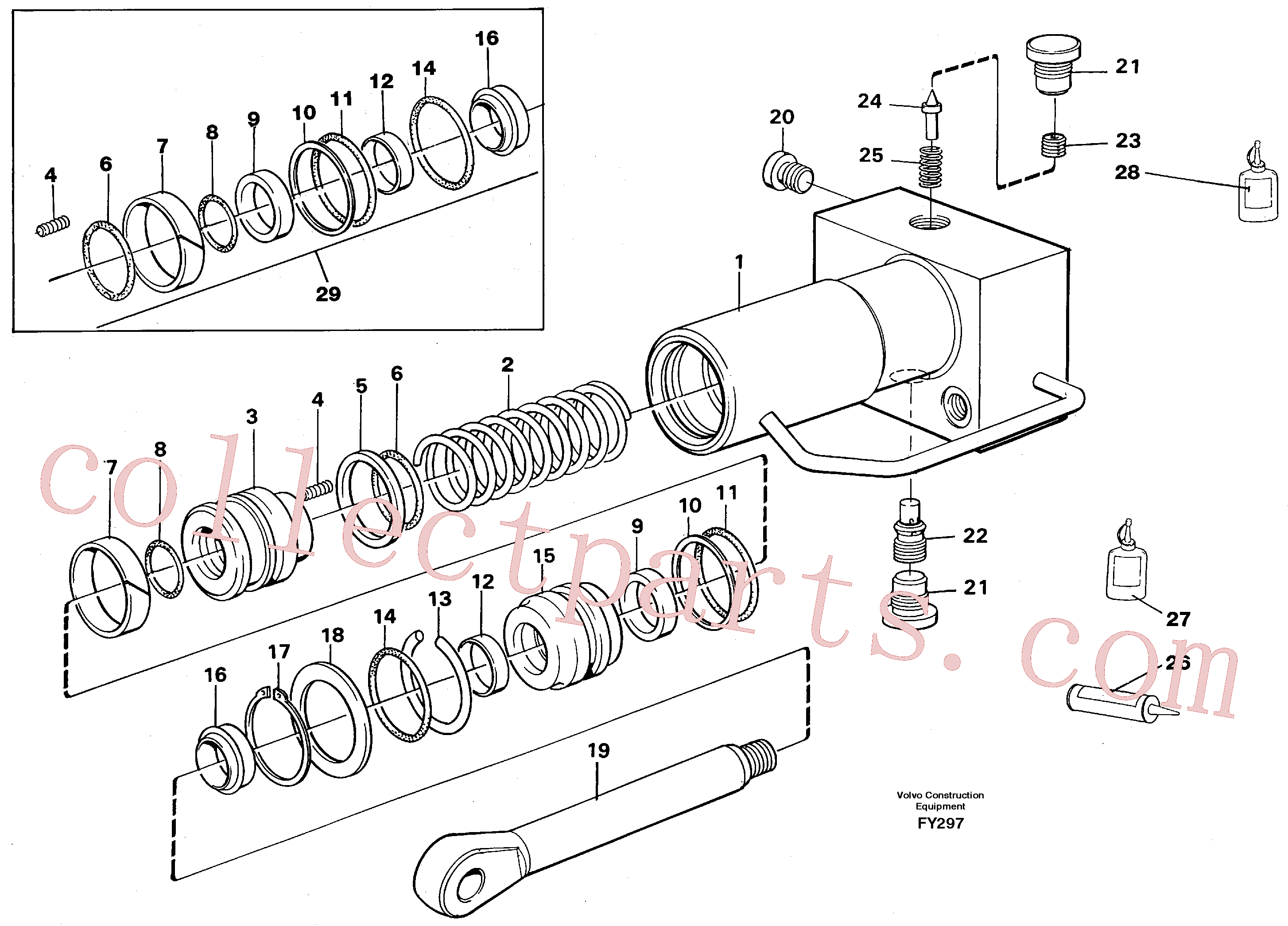 VOE14257546 for Volvo Hydraulic cylinder, quick attachment(FY297 assembly)