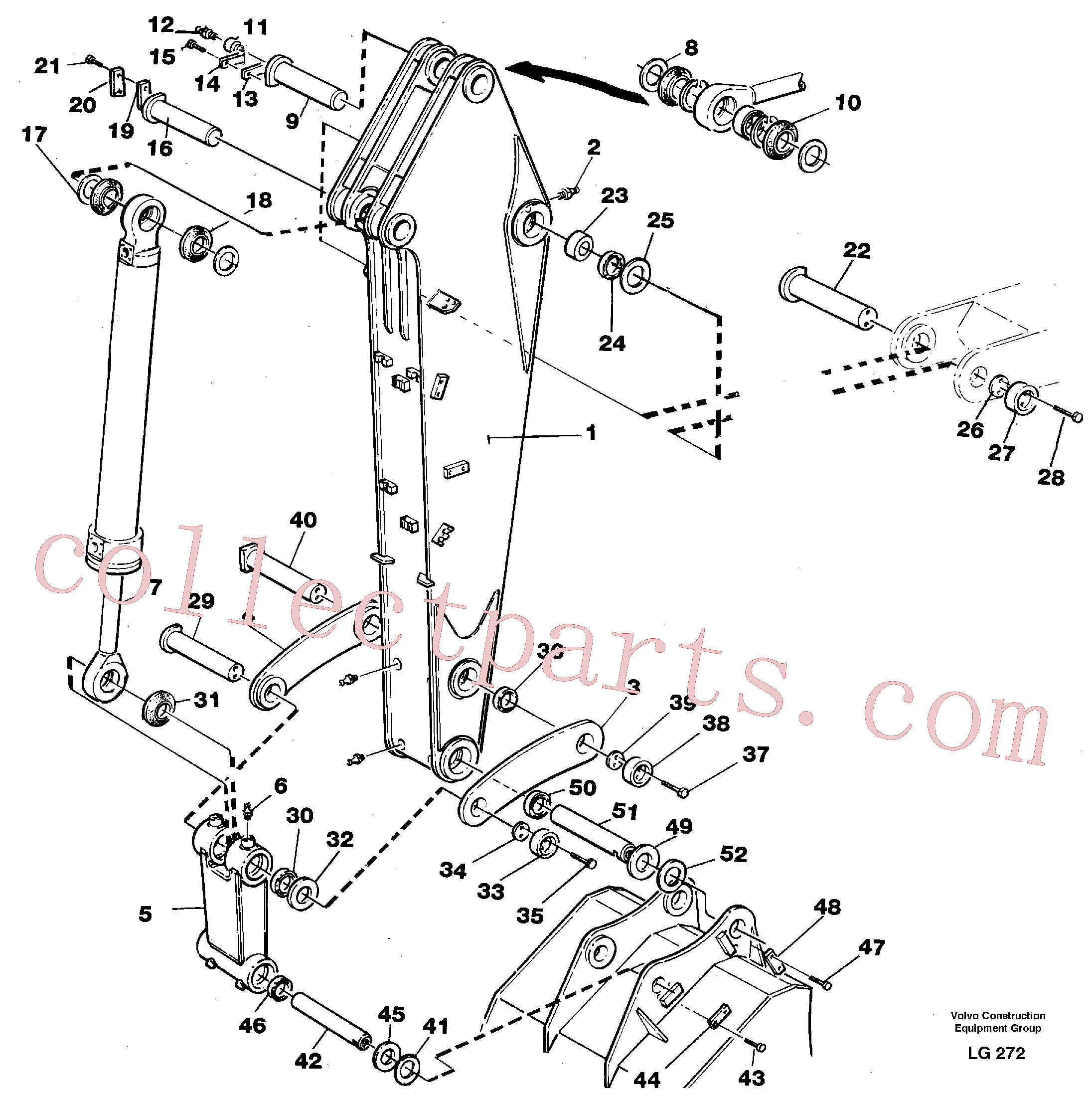 VOE14263143 for Volvo Backhoe dipper arm 2.4m(LG272 assembly)