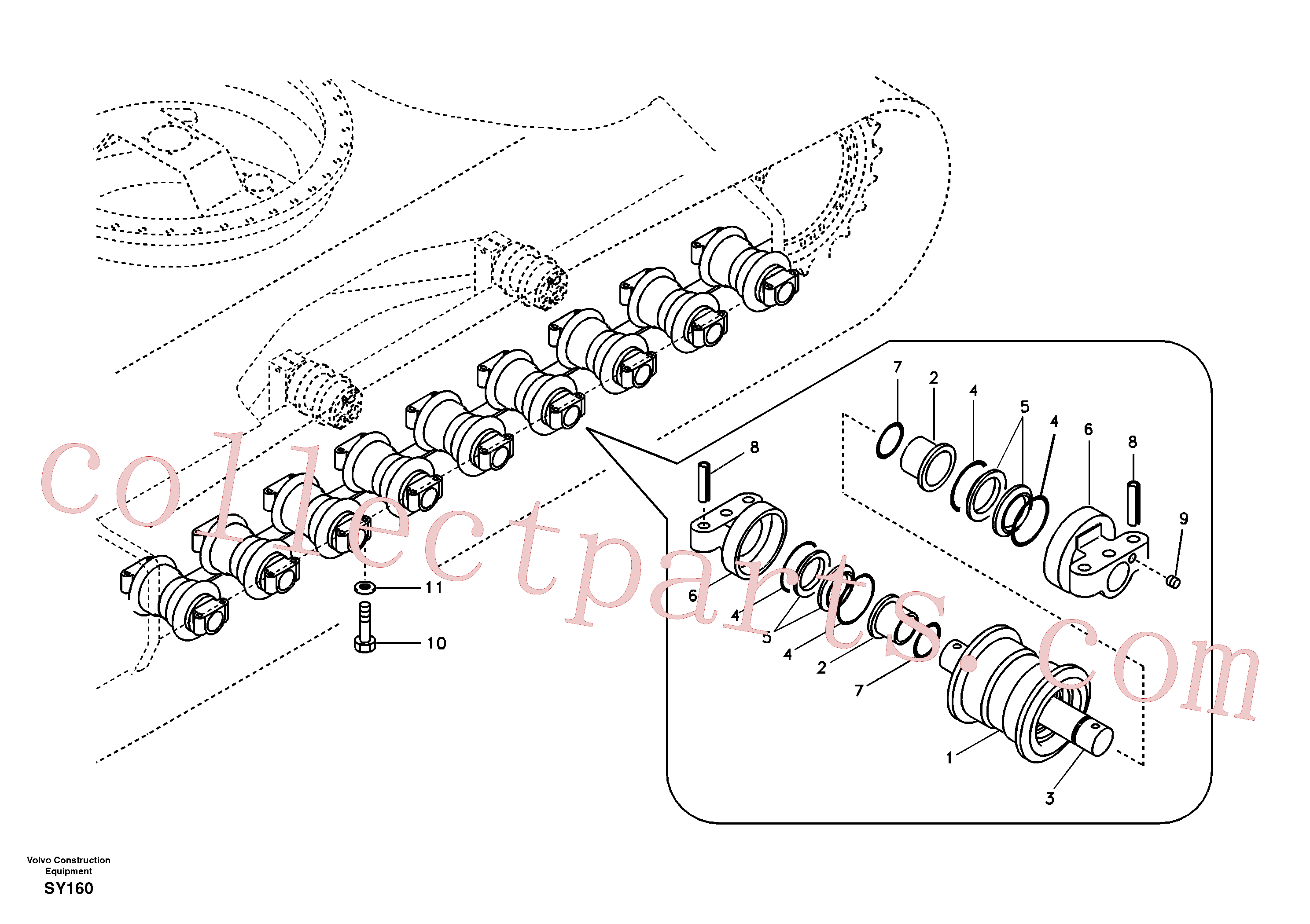 VOE992057 for Volvo Bottom roller(SY160 assembly)